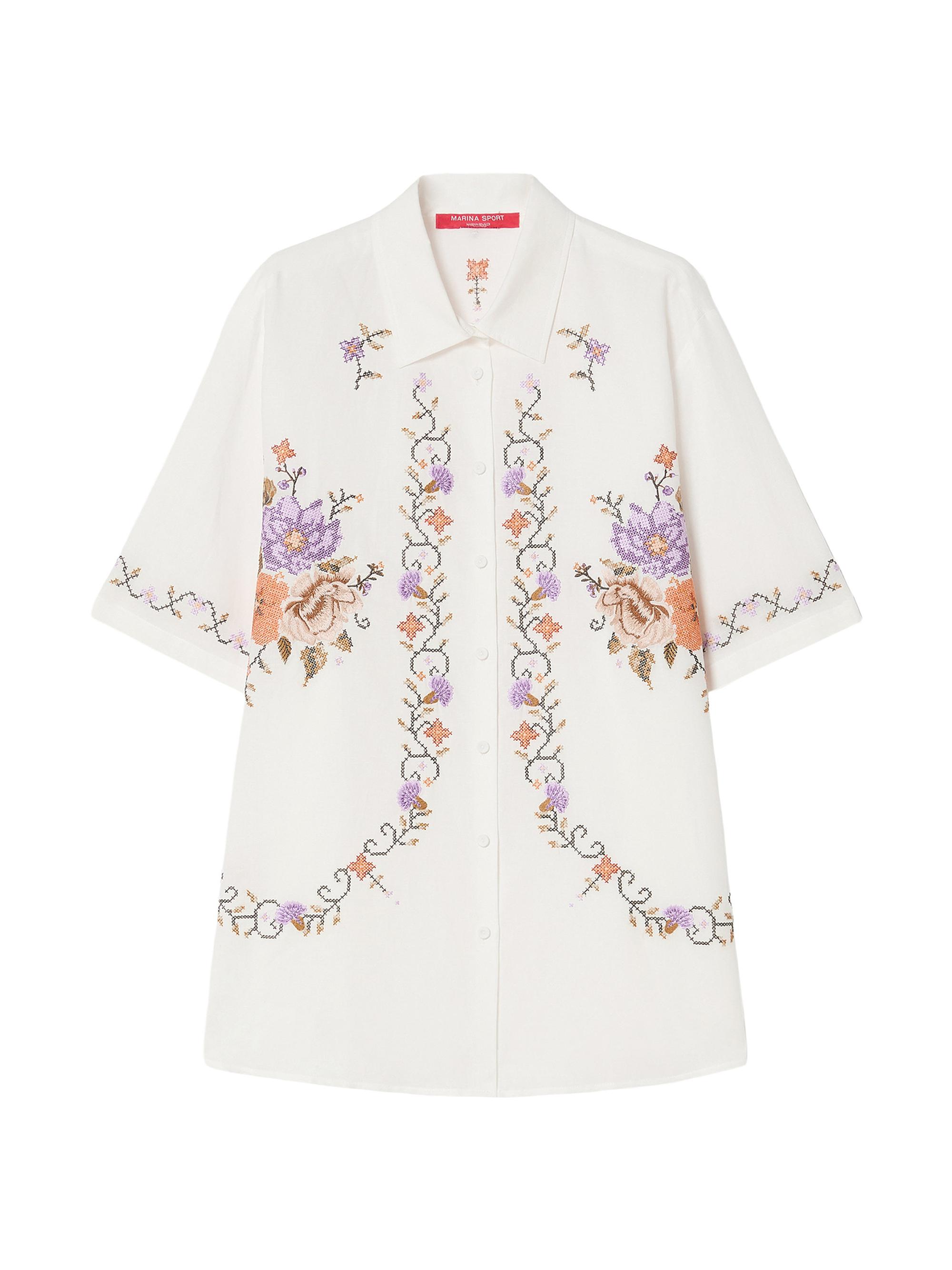 Marina Rinaldi Women's Embroidered Cotton Canvas Shirt -