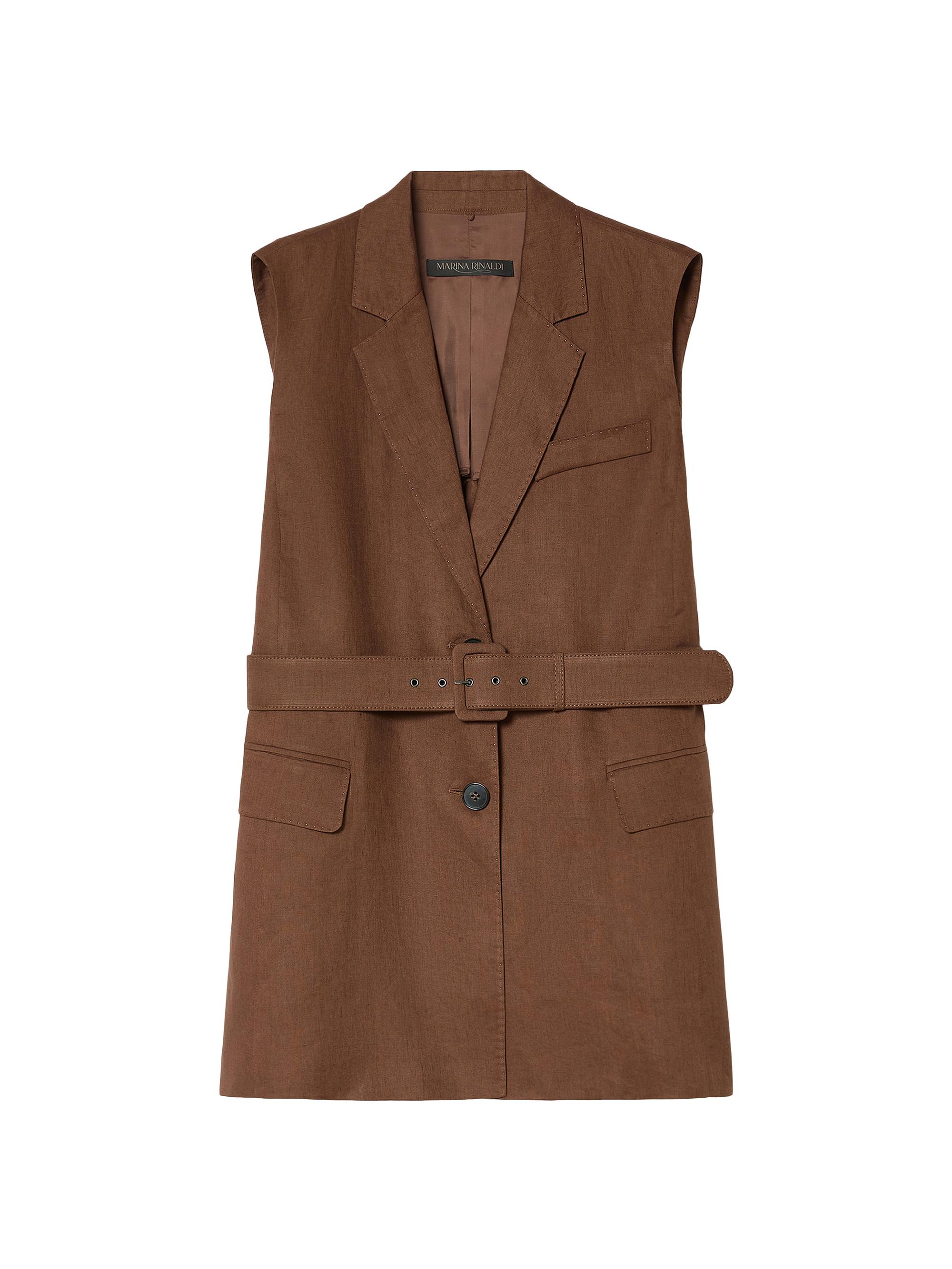 Marina Rinaldi Women's Linen Canvas Gilet - Cocoa