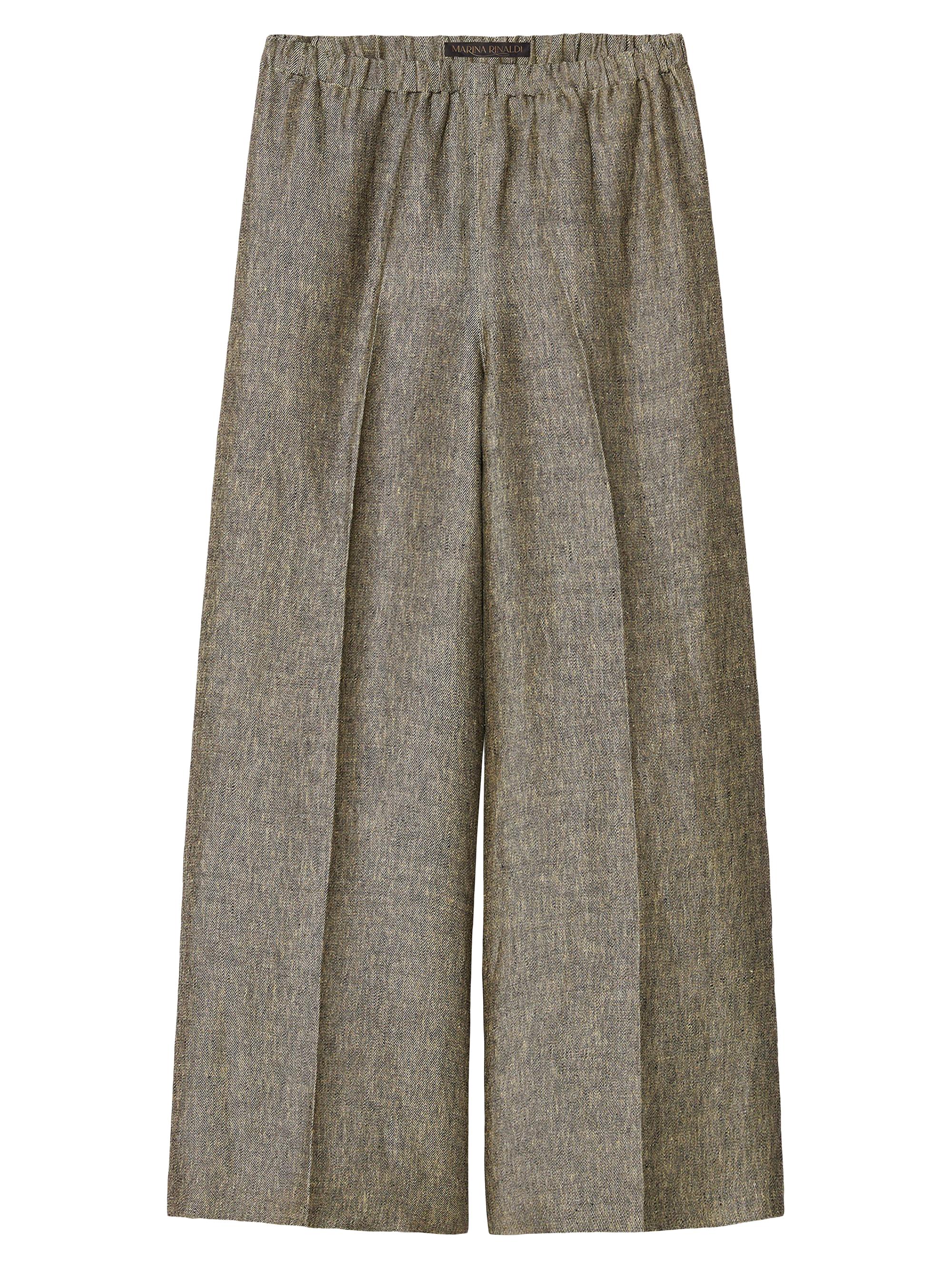 Marina Rinaldi Women's Yarn Dyed Linen Drill Trousers - Black Flesh Toner 16