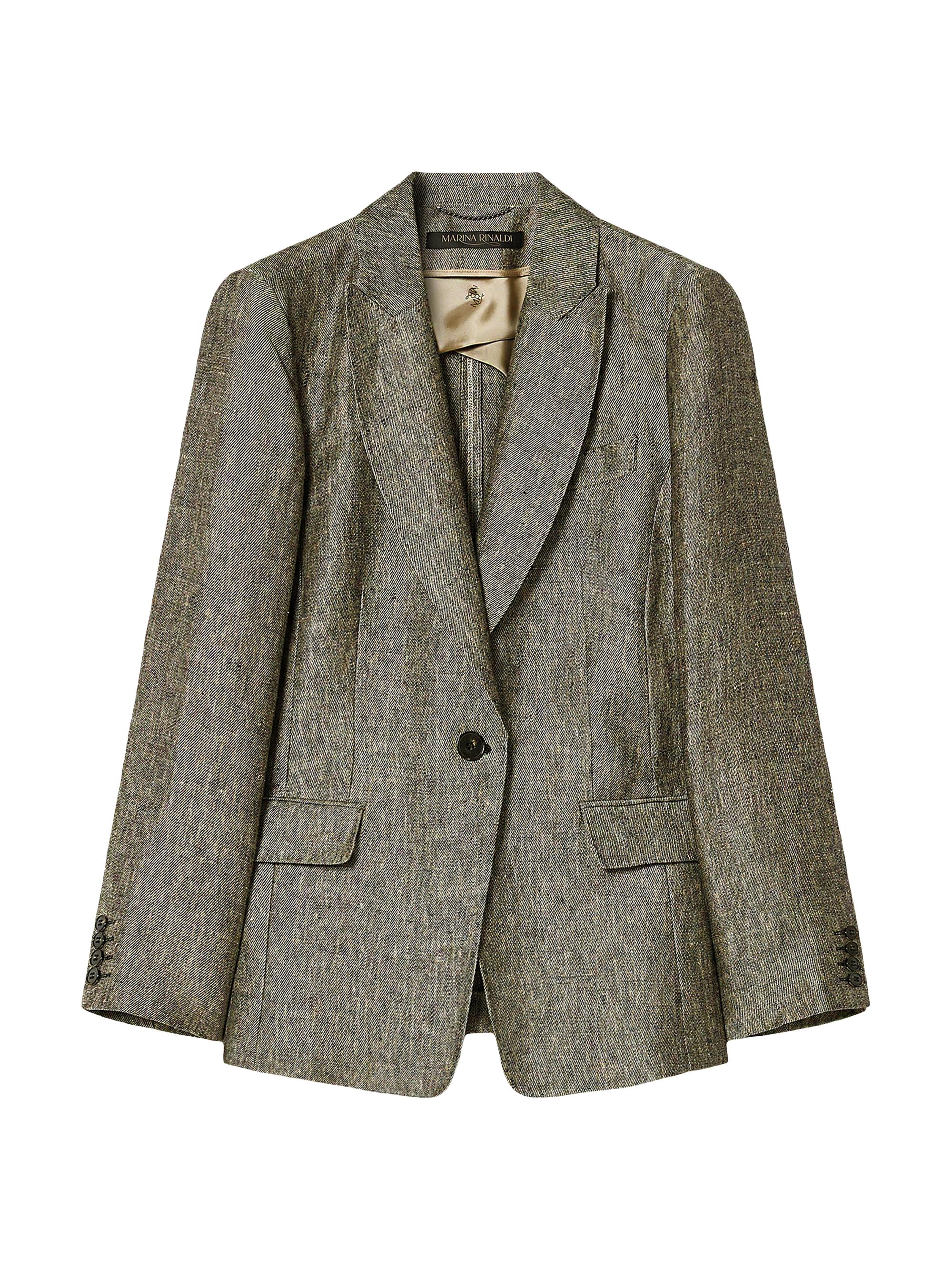 Marina Rinaldi Women's Yarn Dyed Linen Jacket - Black Flesh Toner 16