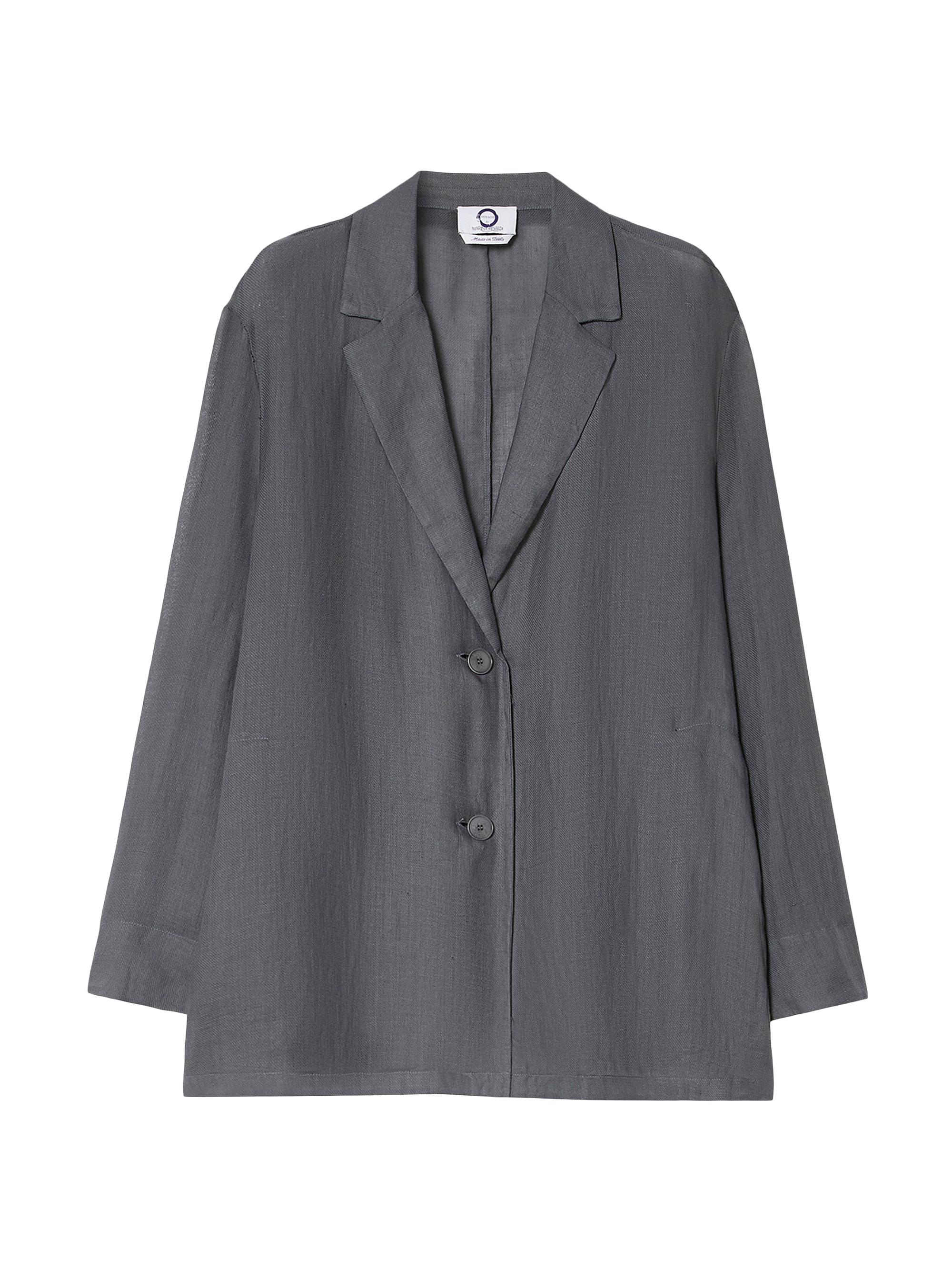 Marina Rinaldi Women's Ramie Twill Tunic Blazer - Medium Grey