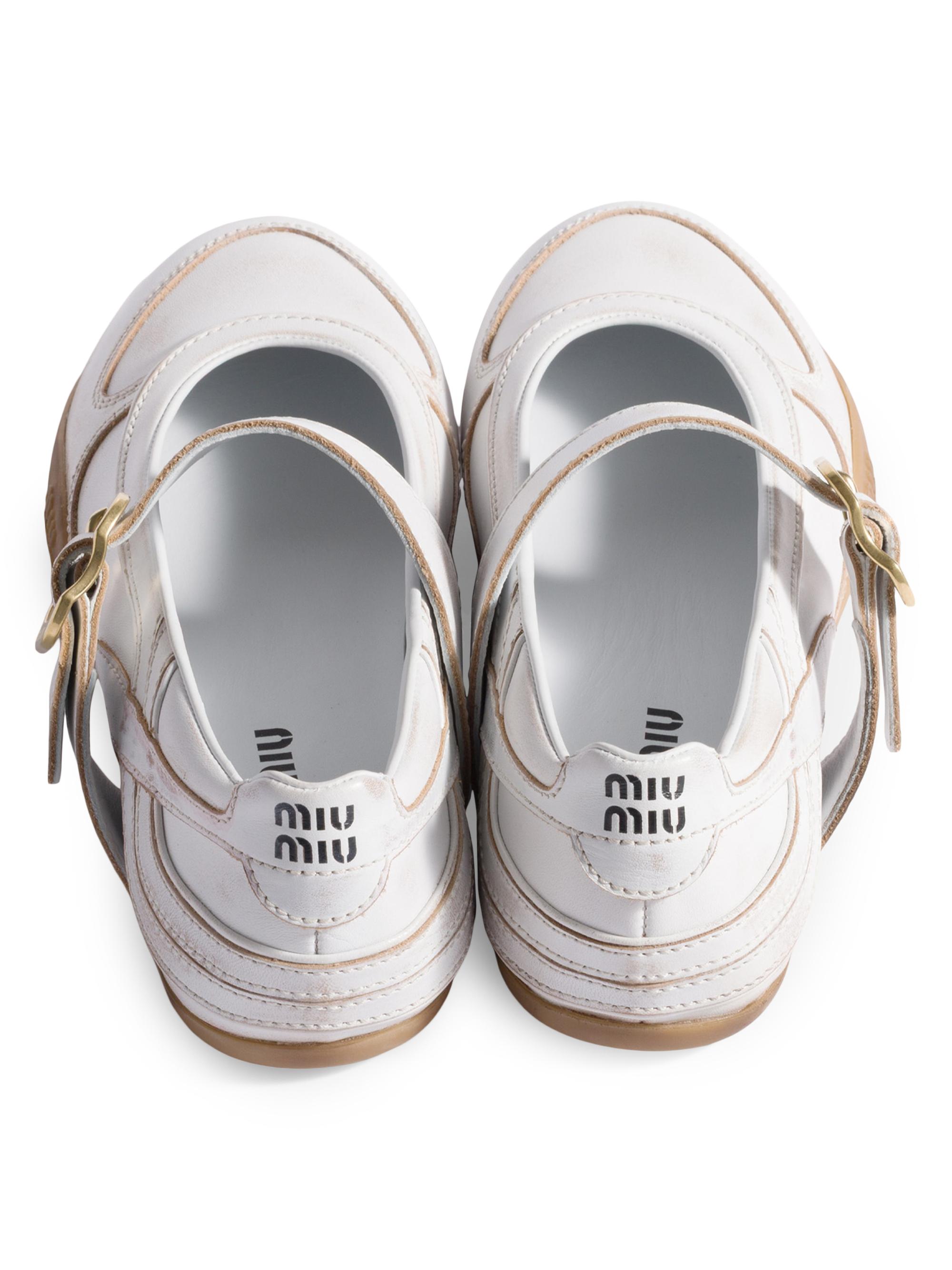 Miu Miu Gymnasium Leather Ballerinas with Strap and Buckle | Saks