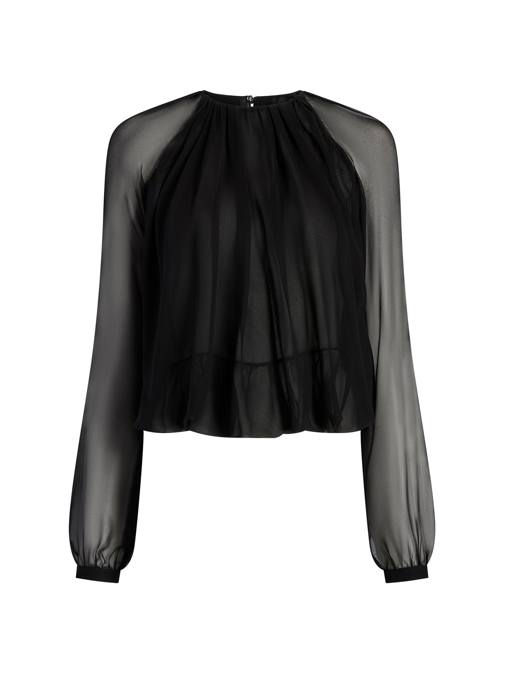 Marina Moscone Women's Silk Long Sleeve Gathered Blouse - Hemlock