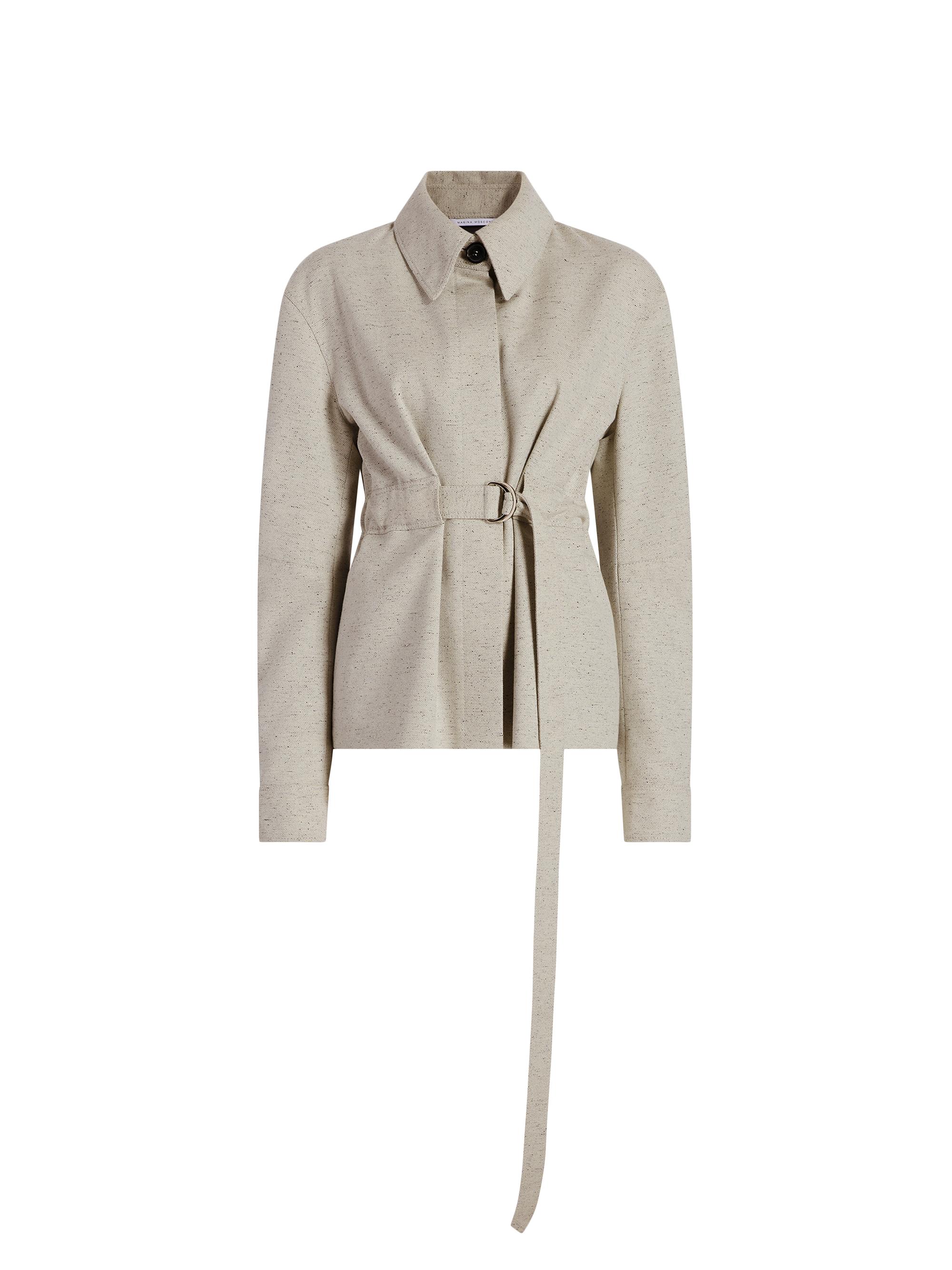 Marina Moscone Women's Cotton Silk Belted Bomber Jacket - Perla