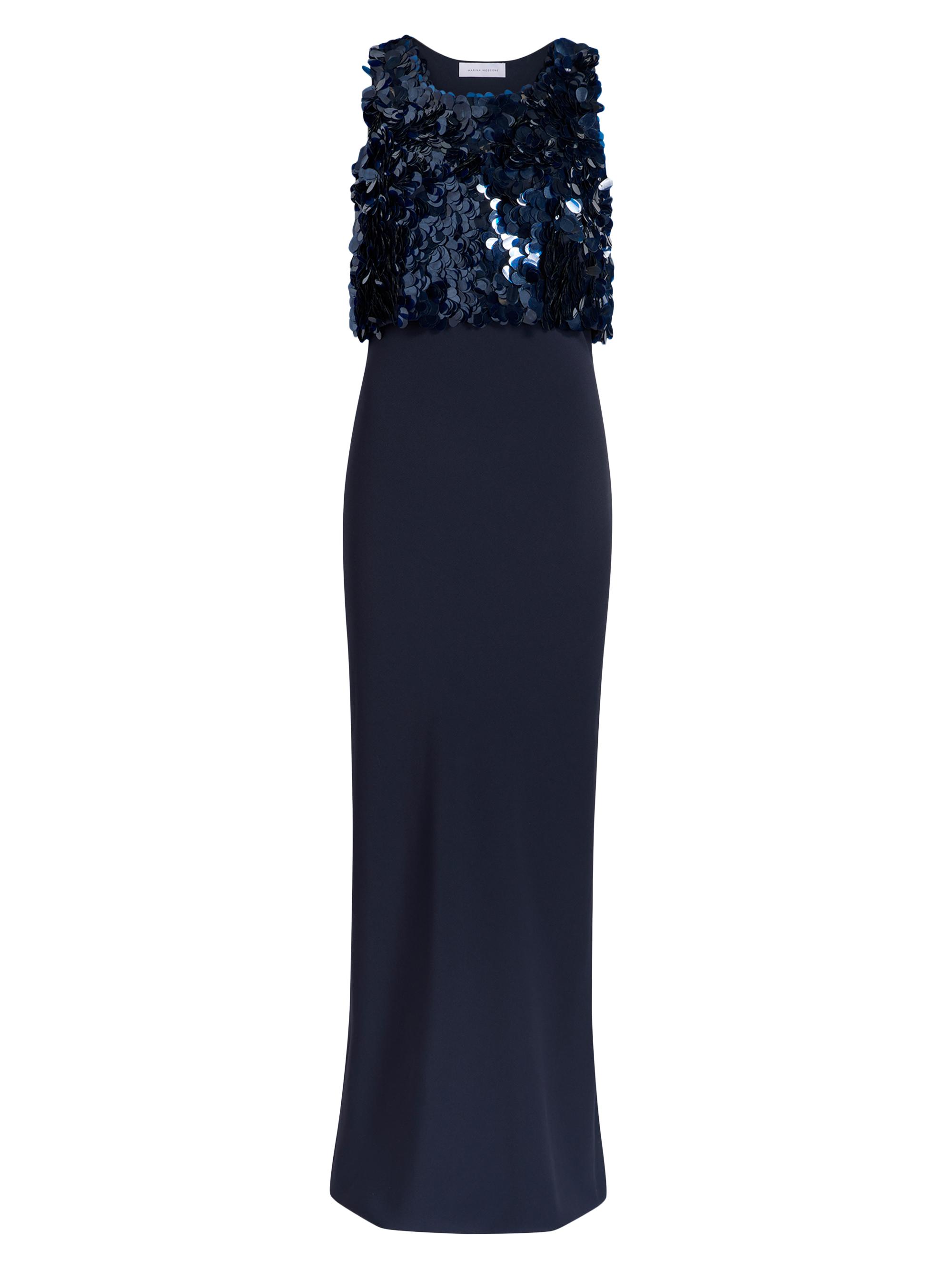 Marina Moscone Women's Paillette Bias Dress - Navy