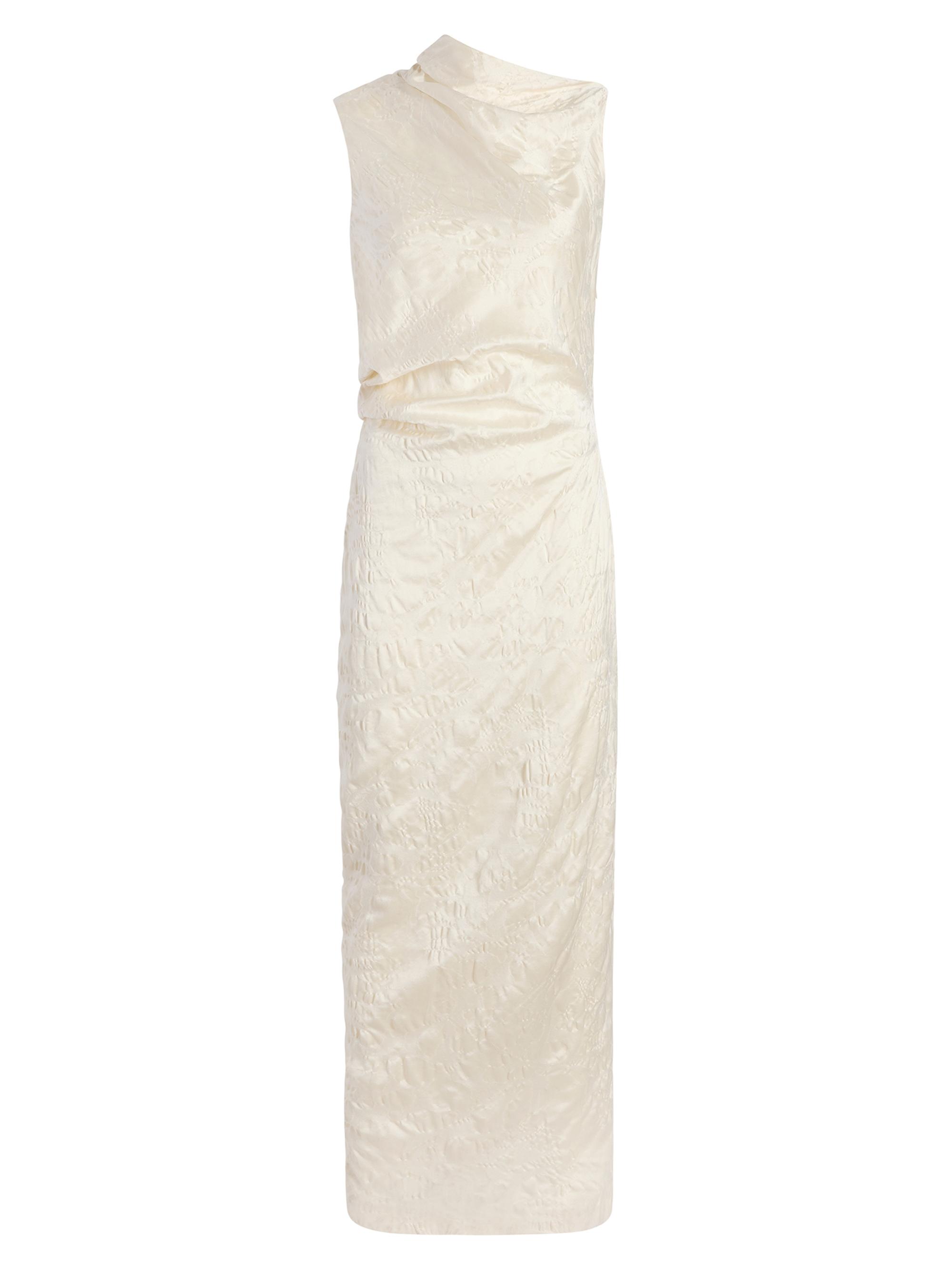 Marina Moscone Women's Satin Jacquard Column Dress - Navy