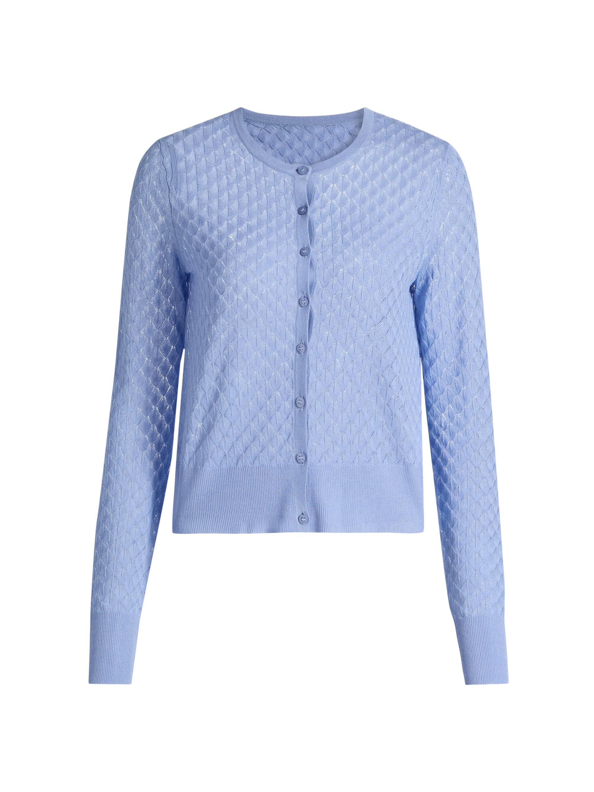 Lela Rose Women's Pointelle-Knit Cardigan - Bluebell - Women's Clothing