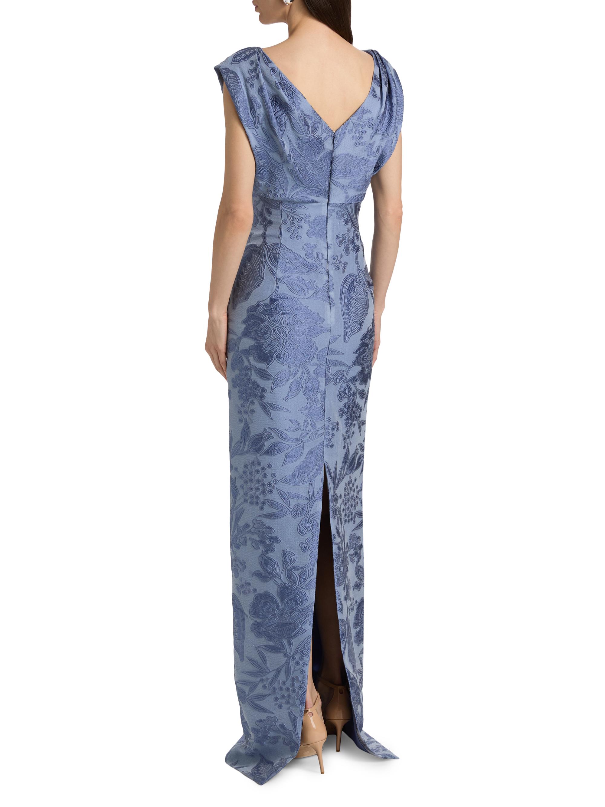 Lela Rose Women's Floral Fil Coupe V-Neck Gown - Bluebell Multi | Thumbnail 5