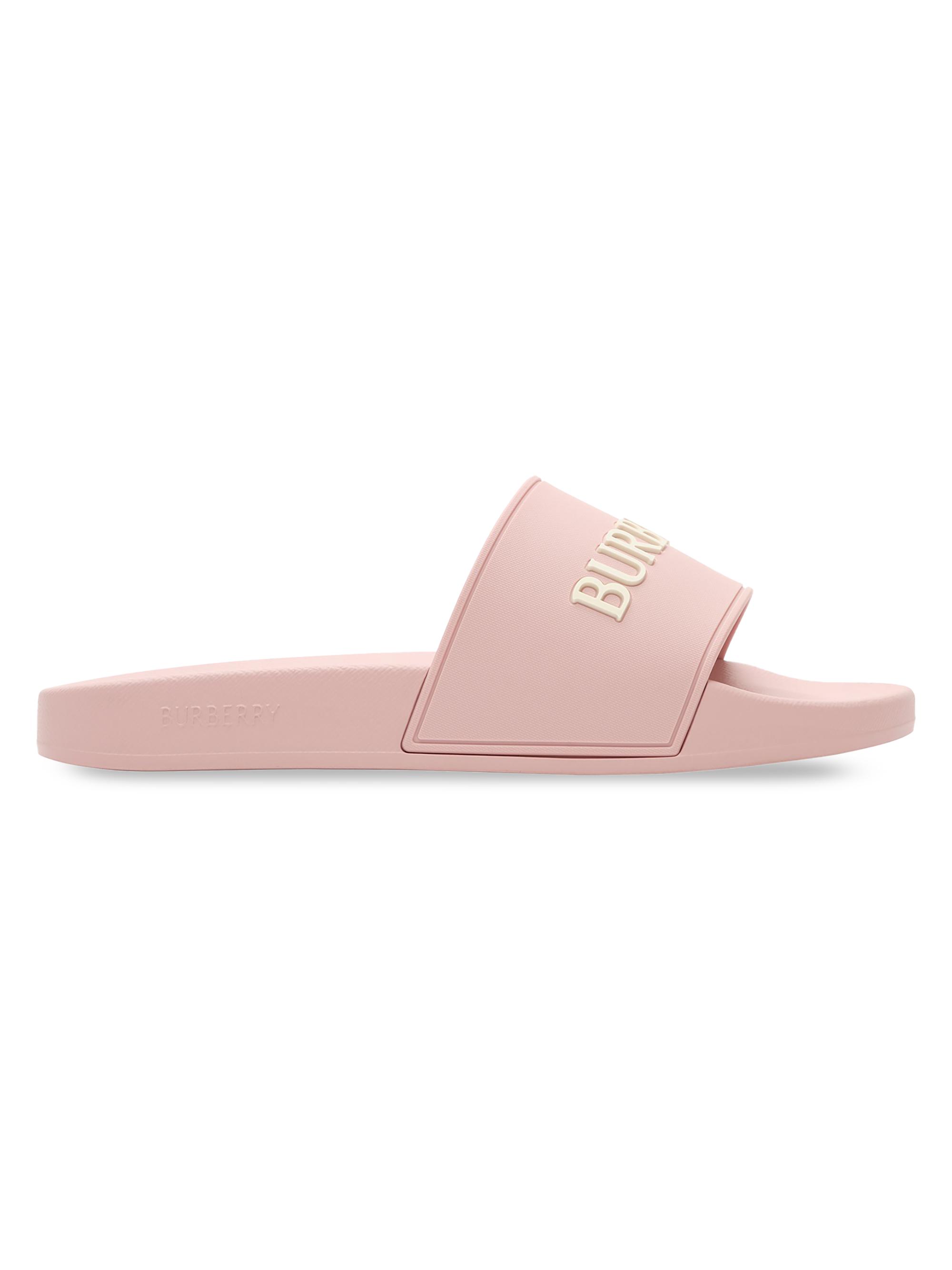 Burberry Women's Furley Logo Slides - Candy Pink Dove Beige  Sandals