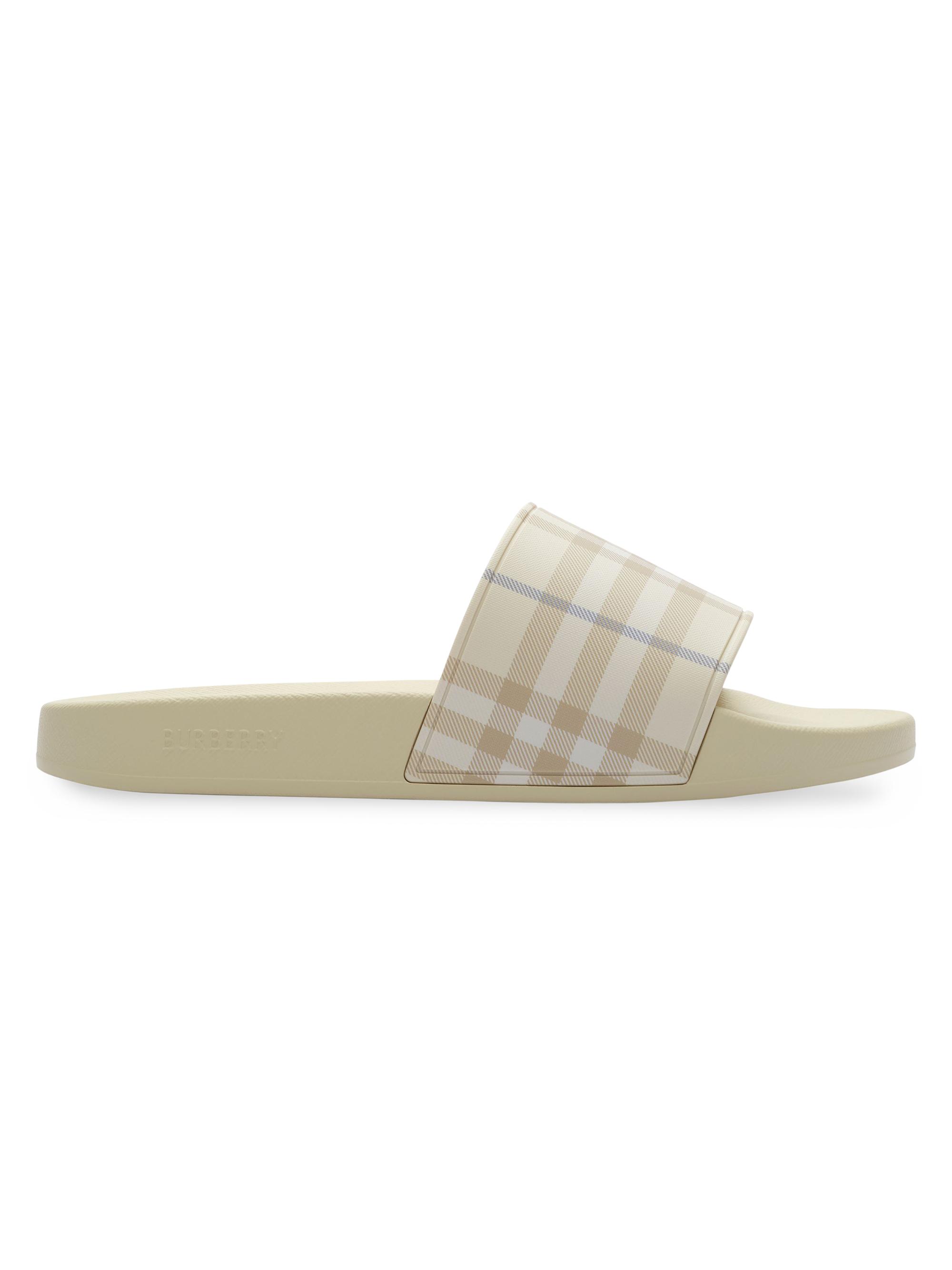 Burberry Women's Furley Check Slide Sandals - Sesame Beige