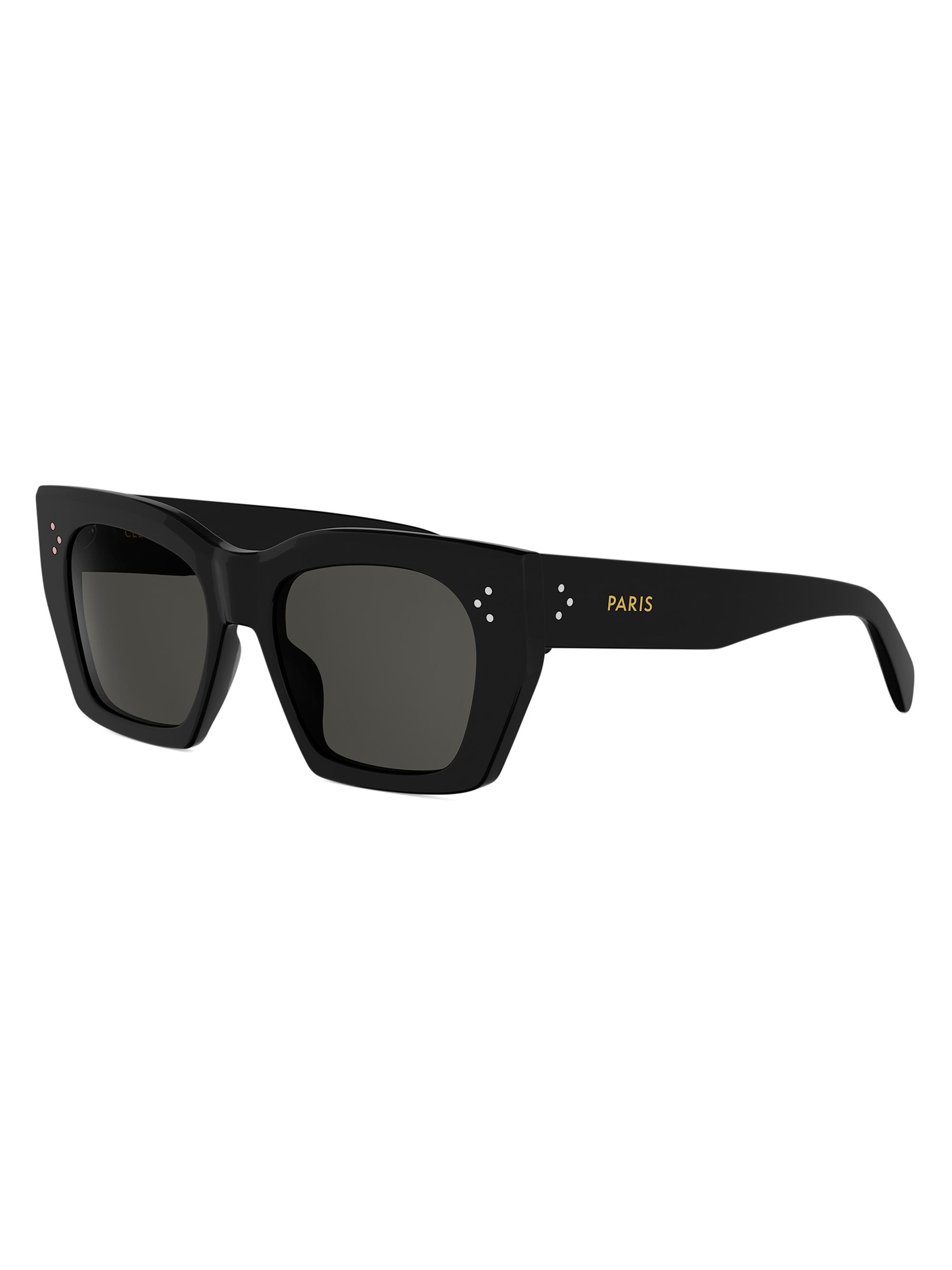 CELINE Women's  3 Dots 53MM Tortoiseshell Square Sunglasses - Shiny Black Smoke