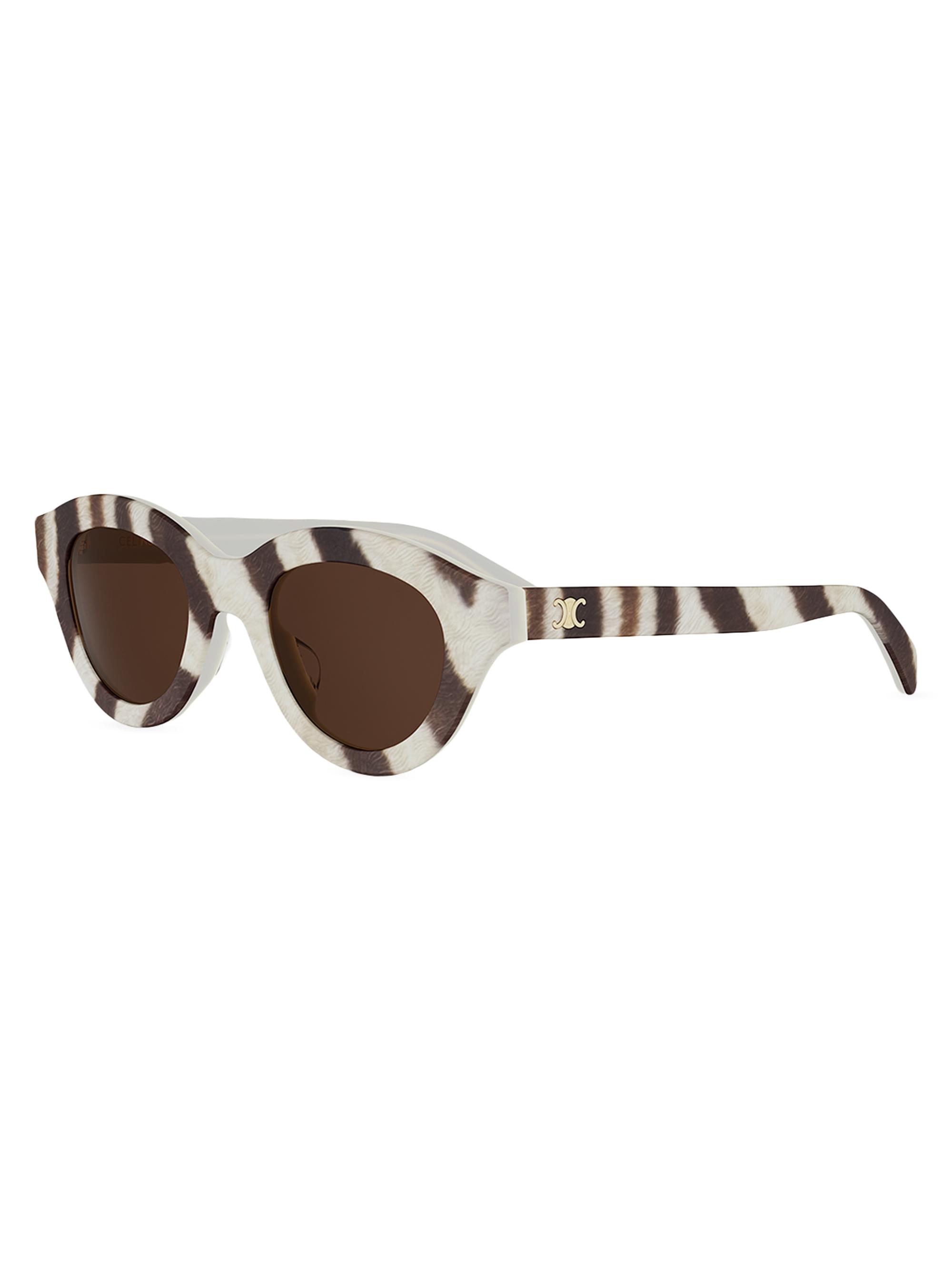 CELINE Women's Triomphe Mini 47MM Oval Sunglasses - Animal Brown