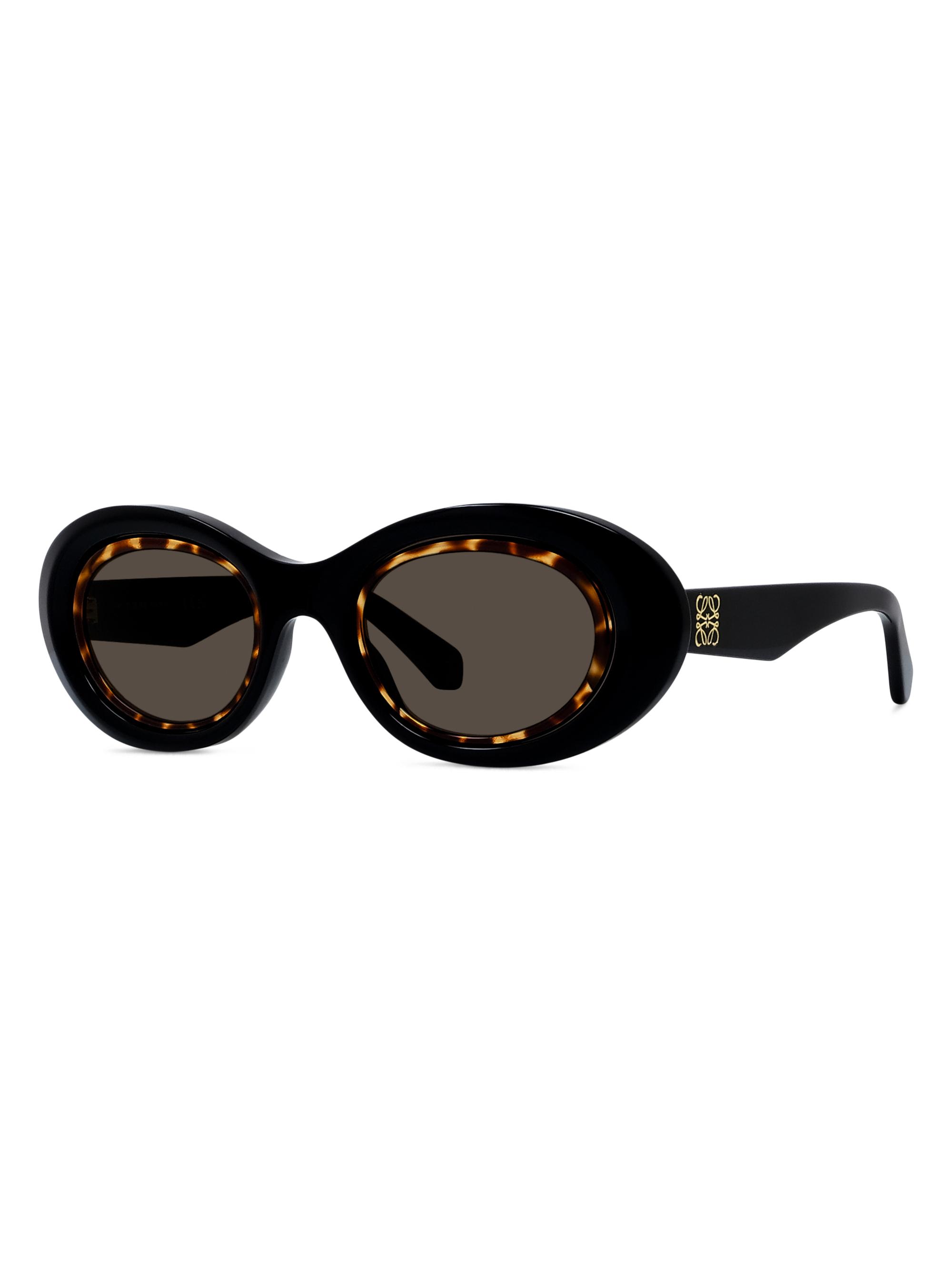 LOEWE Women's Anagram 54MM Oval Sunglasses - Shiny Black Brown - Women's Accessories