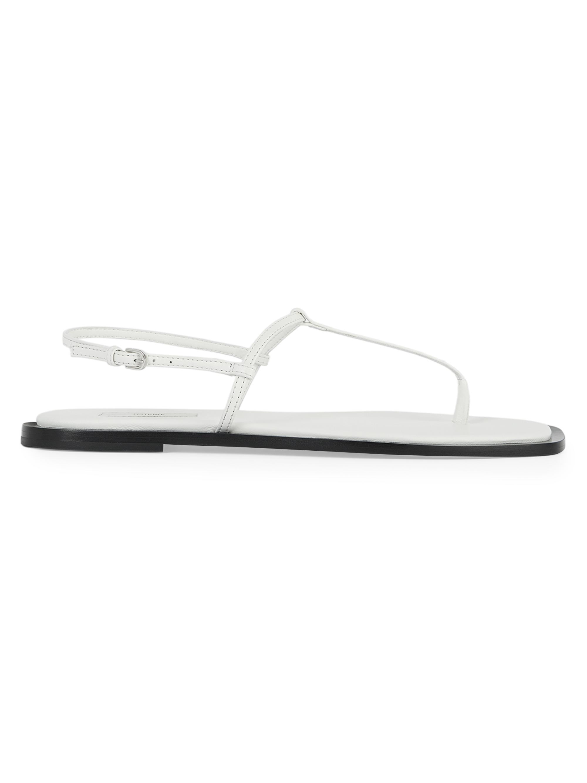 Toteme Women's Purist T-Strap Nappa Leather Sandals - White Black
