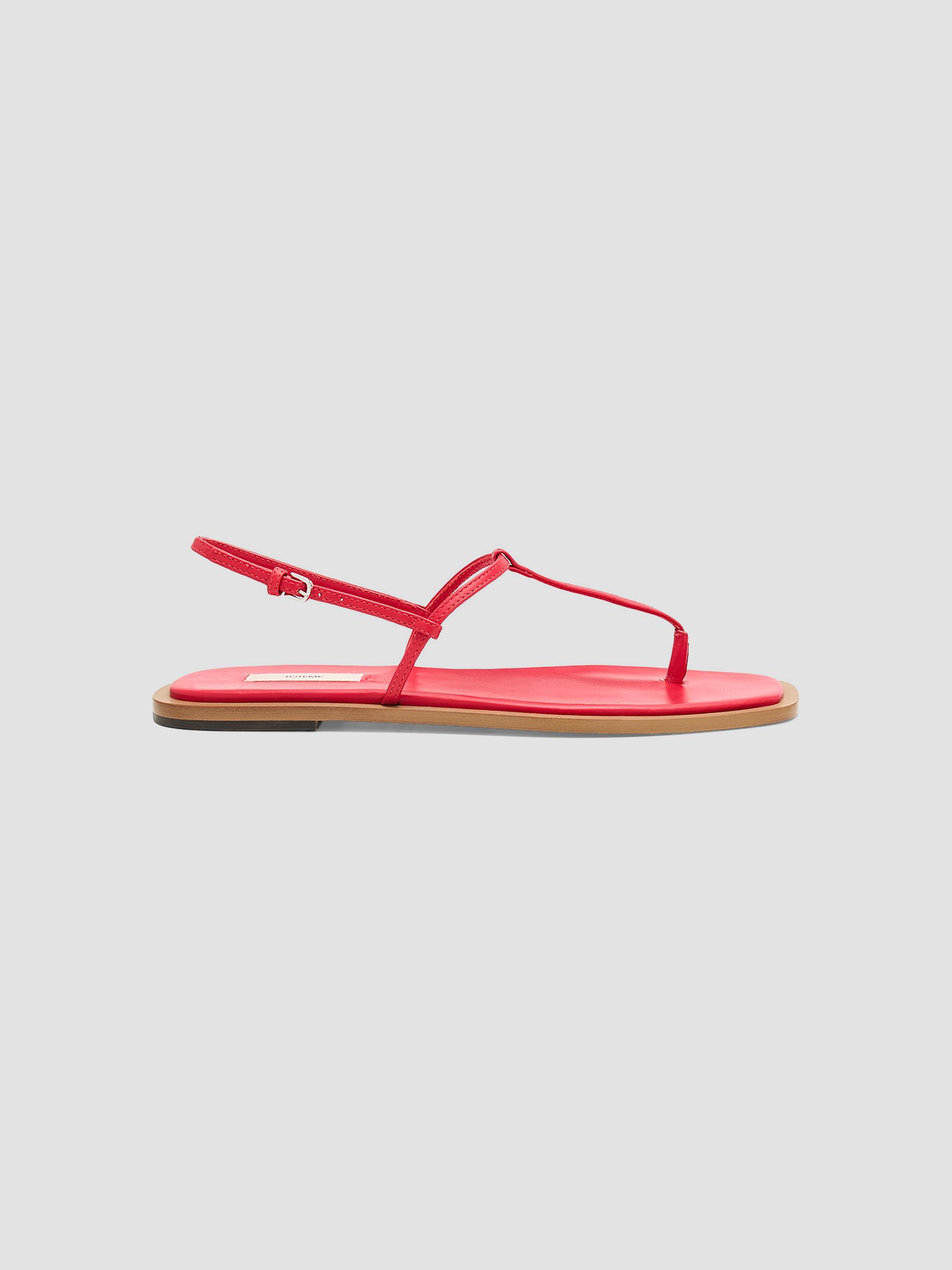 Toteme Women's Leather T-Strap Slingback Sandals - Red Desert | Thumbnail 6