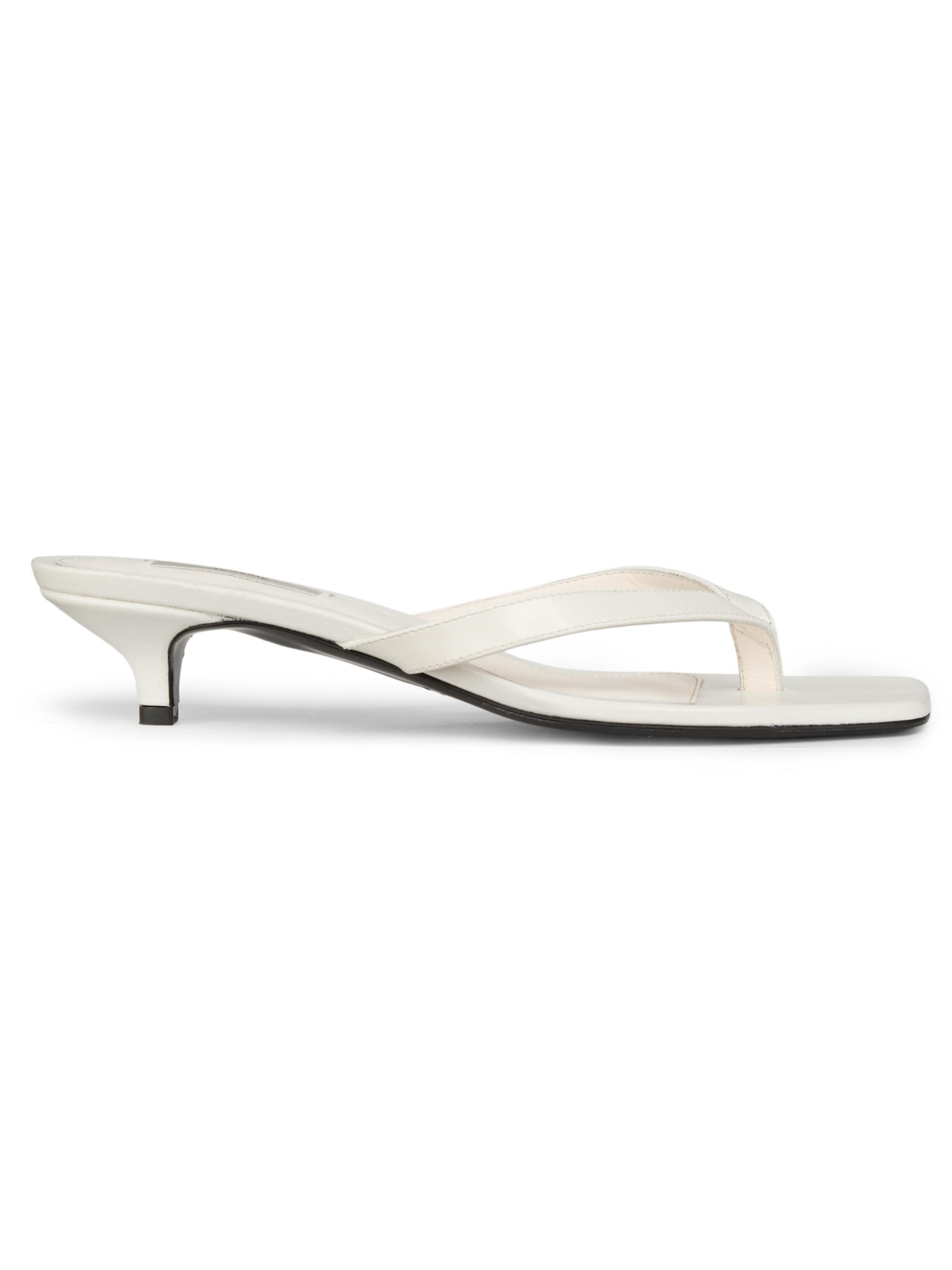 Toteme Women's 35MM Leather Kitten-Heel Sandals - Off White - Women's Clothing