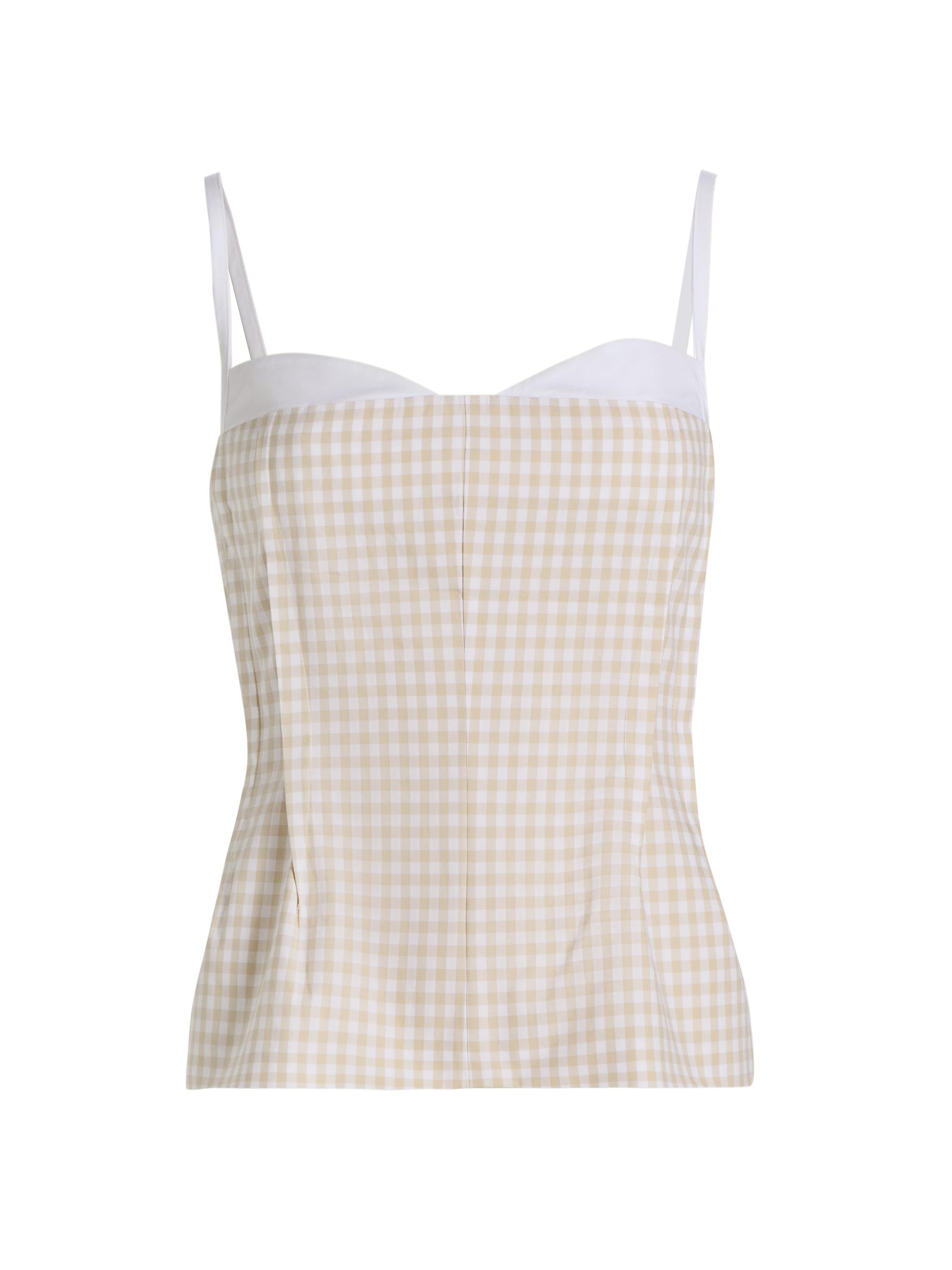 SIMKHAI Women's Charlee Bustier Top - Sand Gingham