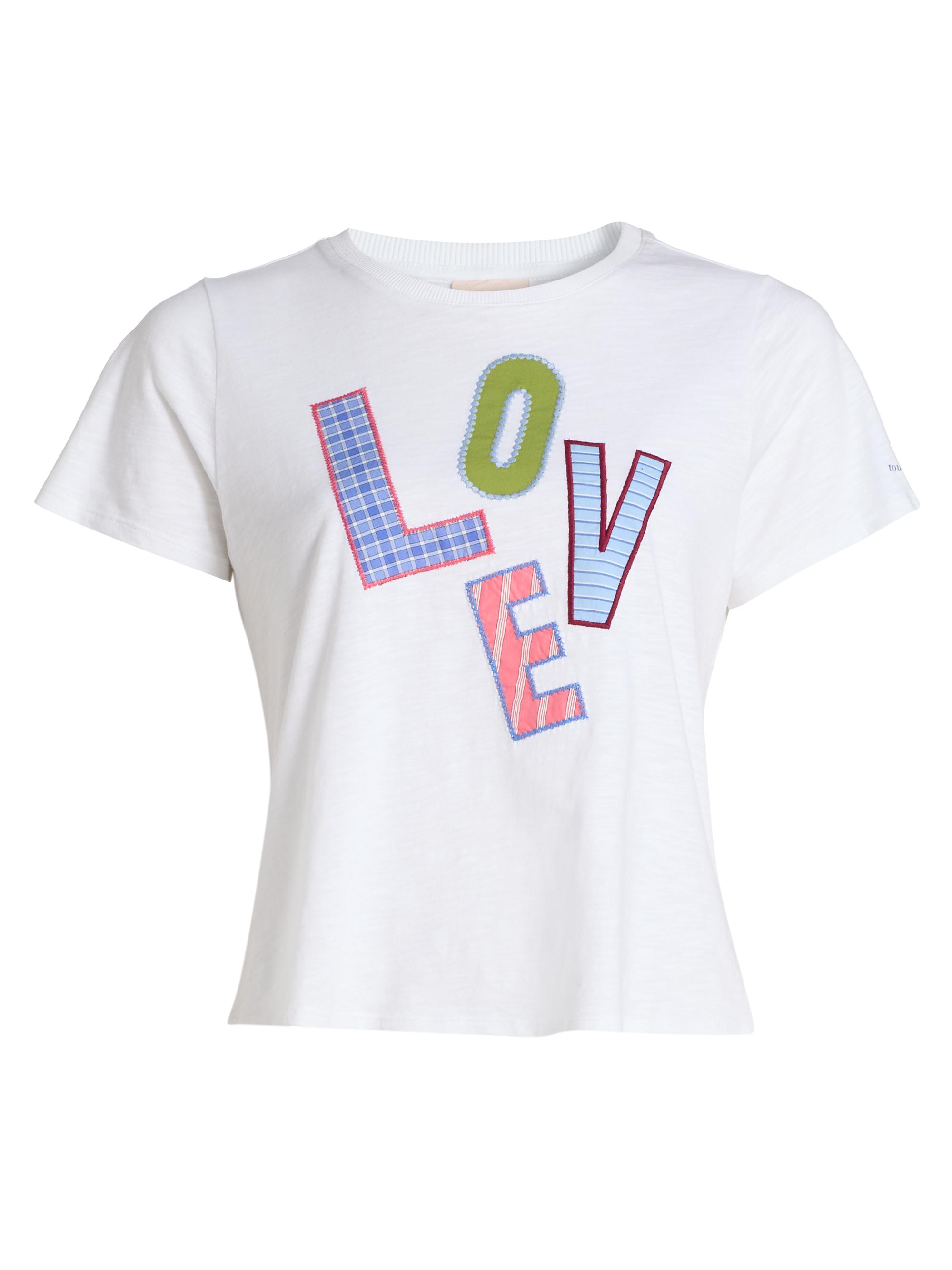 Cinq à Sept Women's Love Collage Patch Shrunken T-Shirt - White Multi