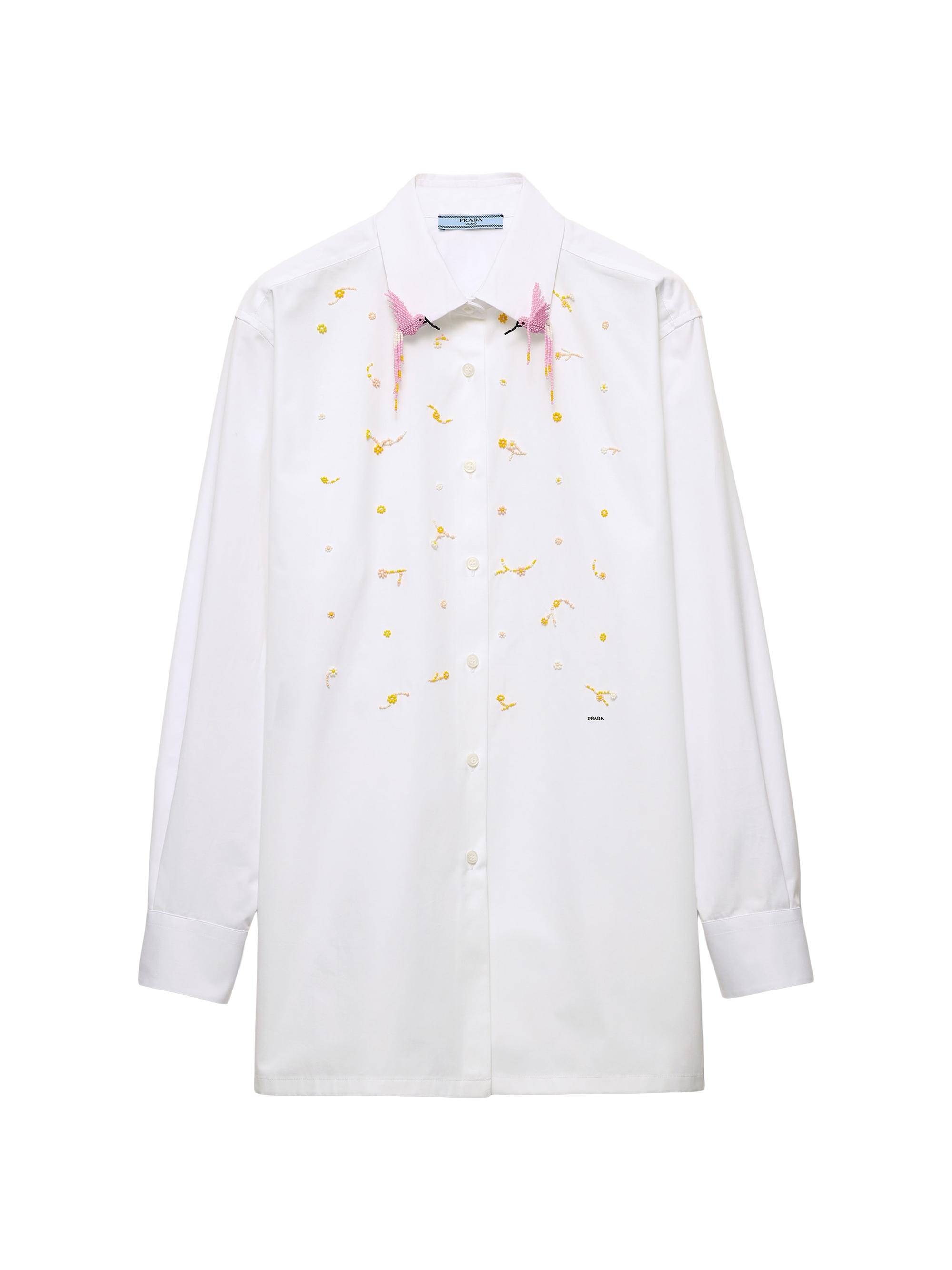 Prada Women's Embroidered Poplin Shirt - White