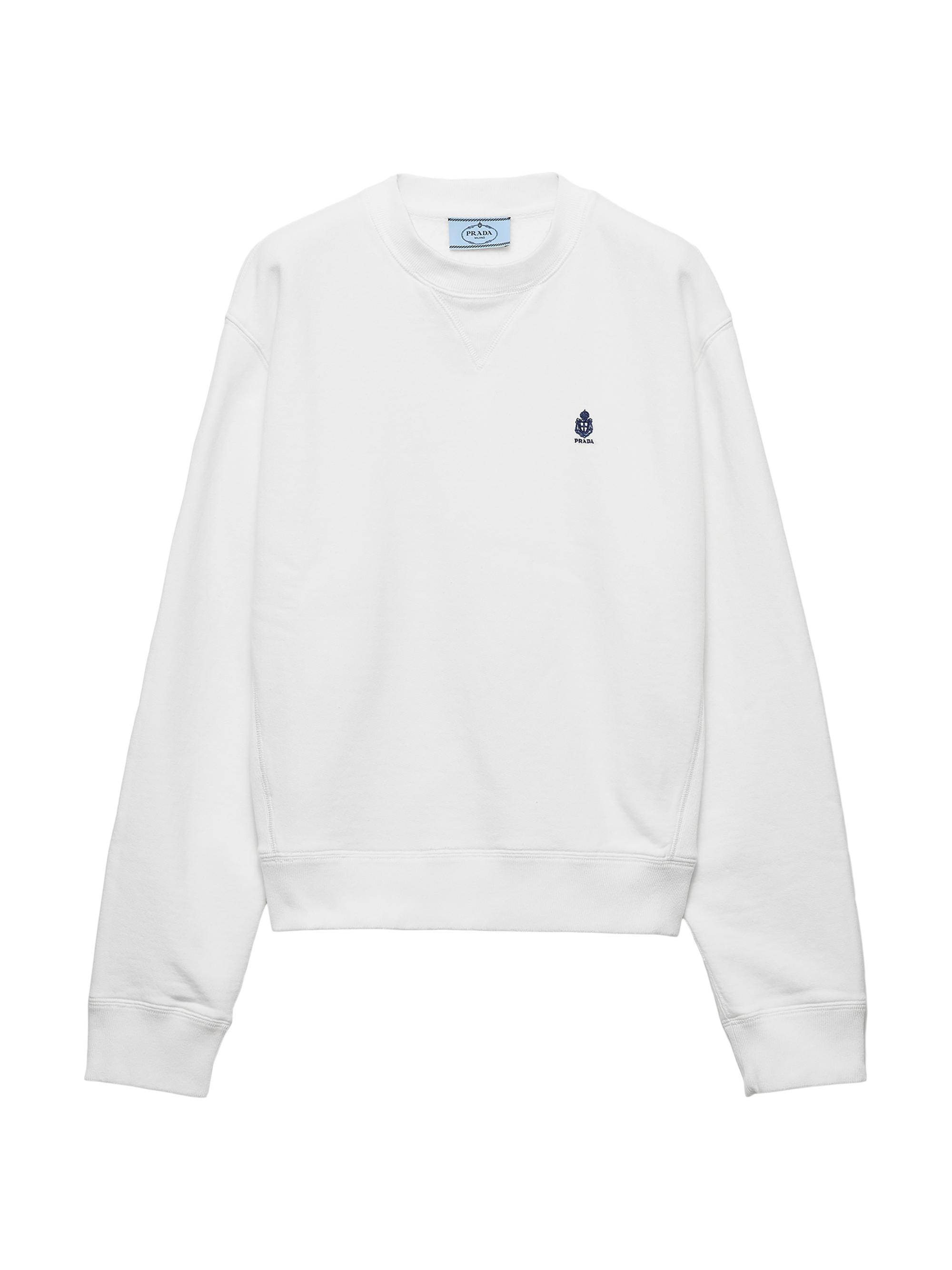 Prada Women's Crew-Neck Cotton Sweatshirt - White