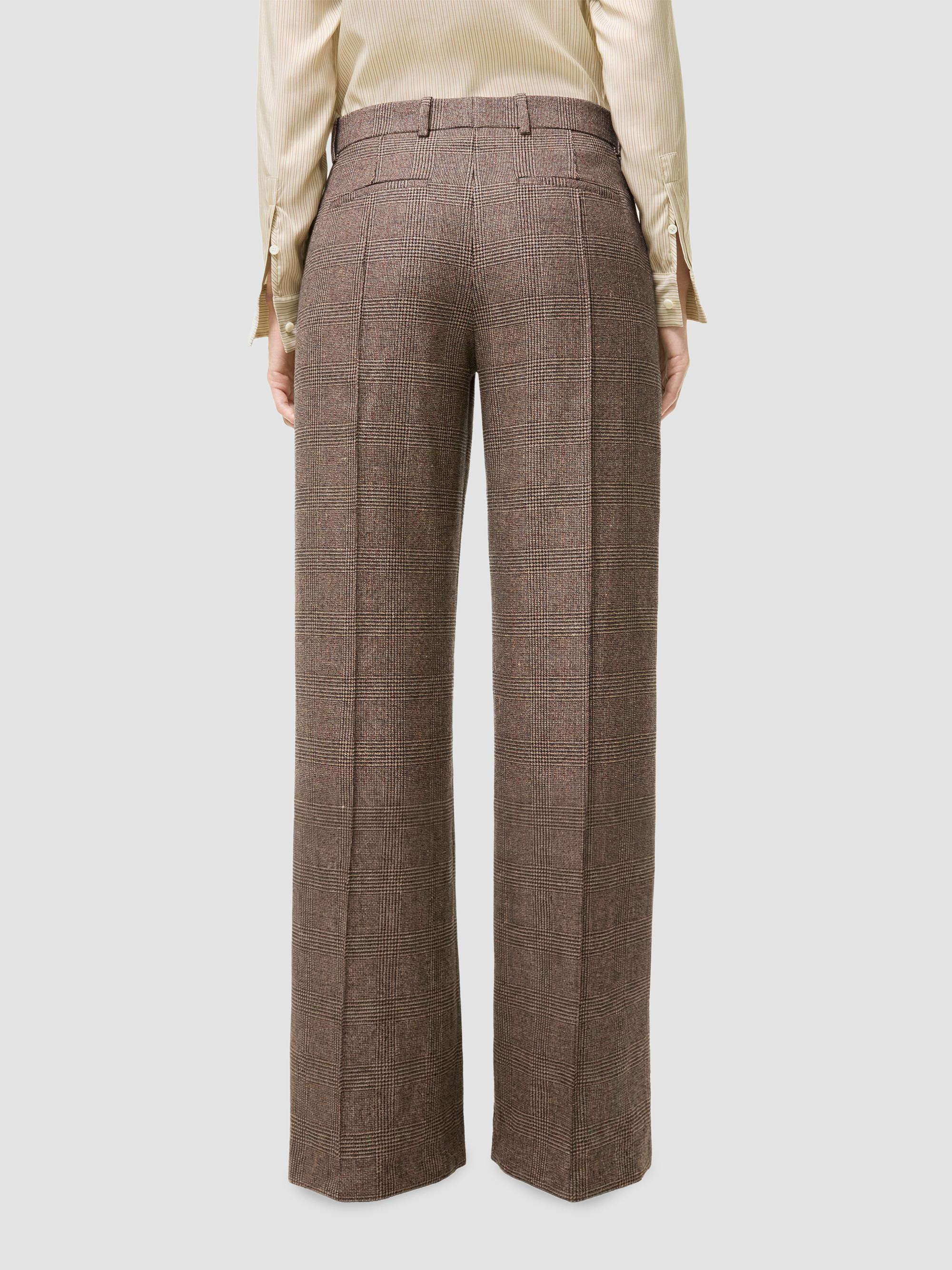 Burberry Women's Rozalyn Check Wool-Linen Tailored Trousers - Soap Beige | Thumbnail 3