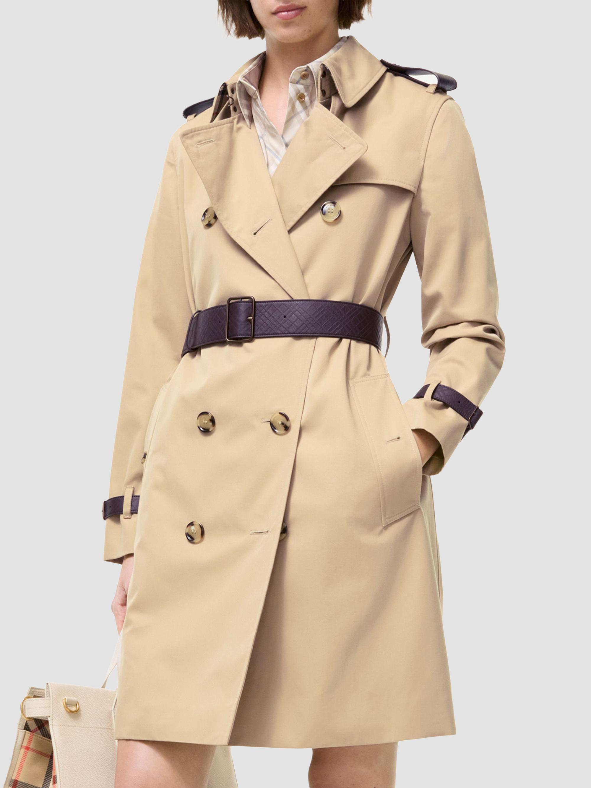 マカロンBURBERRY トレンチコート THE KENSINGTON Burberry Kensington Leather-Trim Mid-Length Trench Coat | Saks