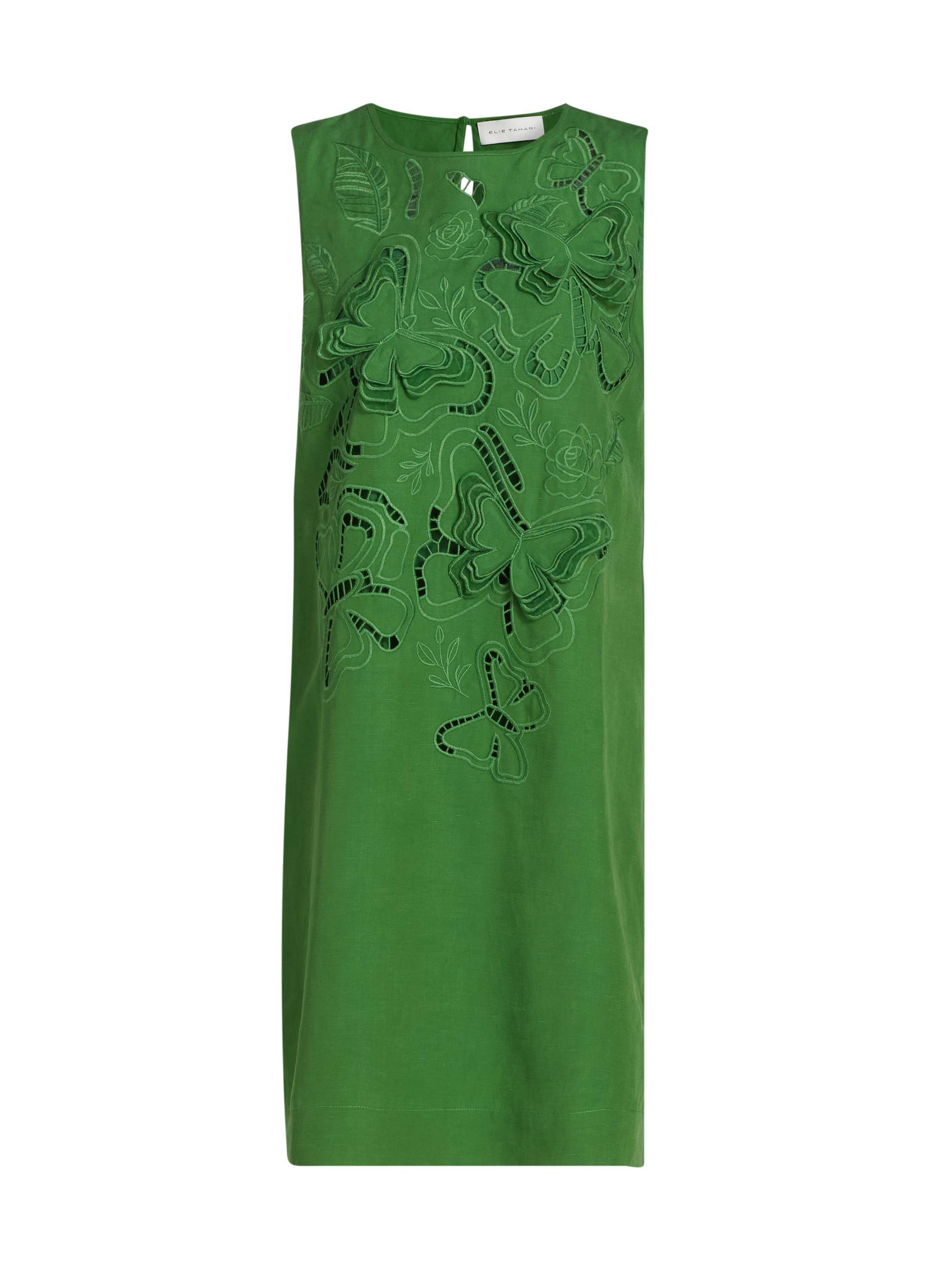 Elie Tahari Women's The Isabella Butterfly Eyelet Mini Shift Dress - Paradise Green