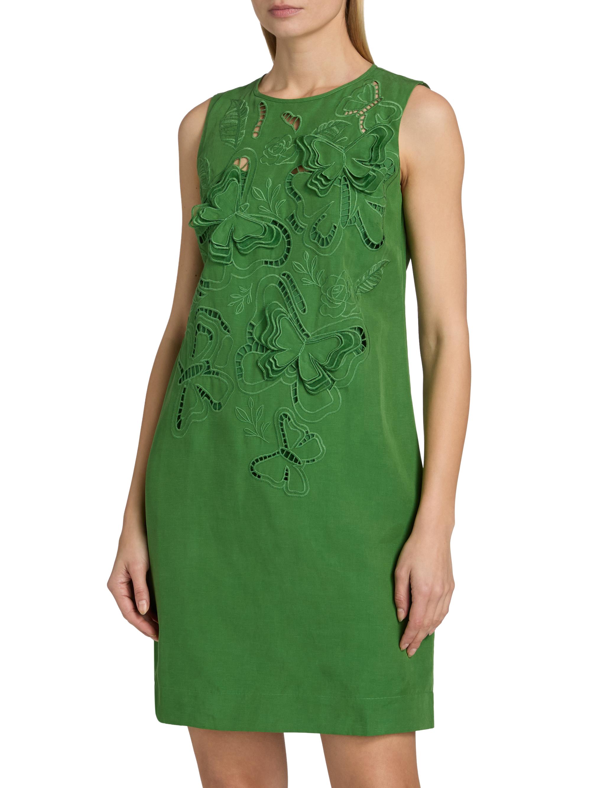 Elie Tahari Women's The Isabella Butterfly Eyelet Mini Shift Dress - Paradise Green | Thumbnail 3