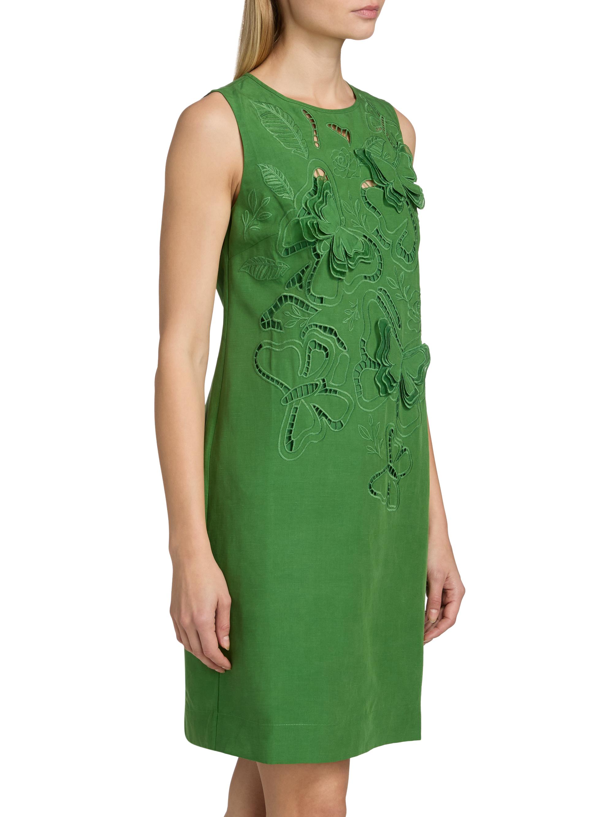 Elie Tahari Women's The Isabella Butterfly Eyelet Mini Shift Dress - Paradise Green | Thumbnail 4