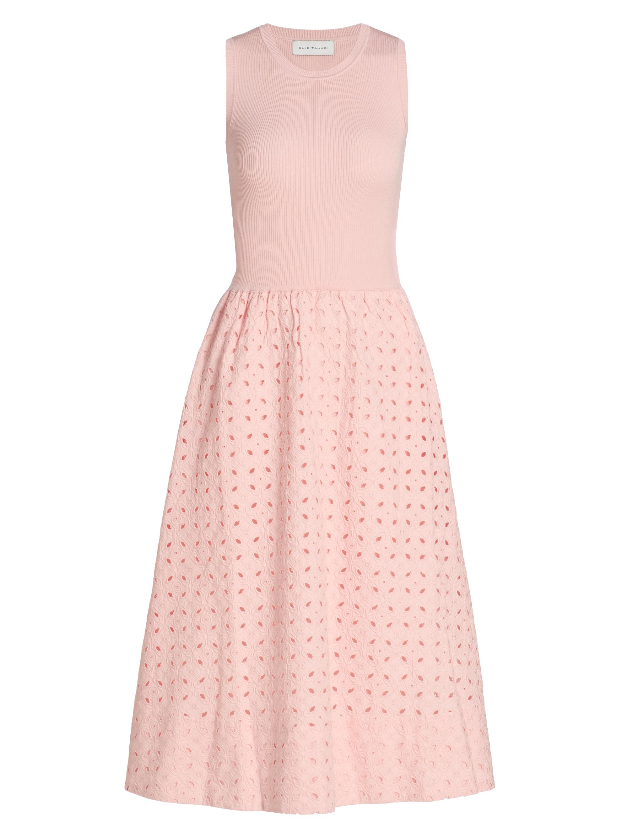Elie Tahari Women's The Emma Eyelet Midi Dress - Pale Blush