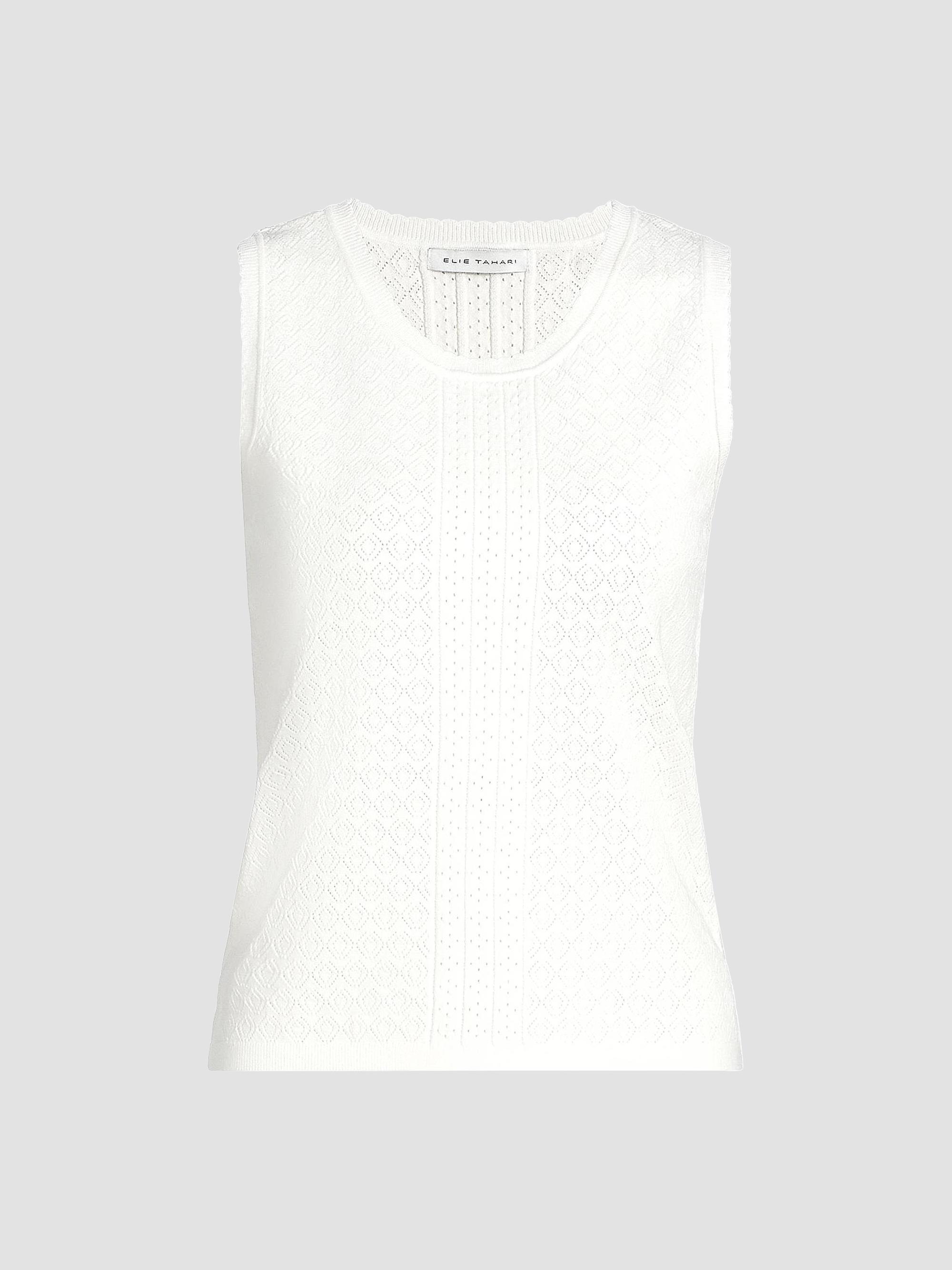 Elie Tahari Women's The Steele Pointelle Sweater Vest - Ivory - Size Medium
