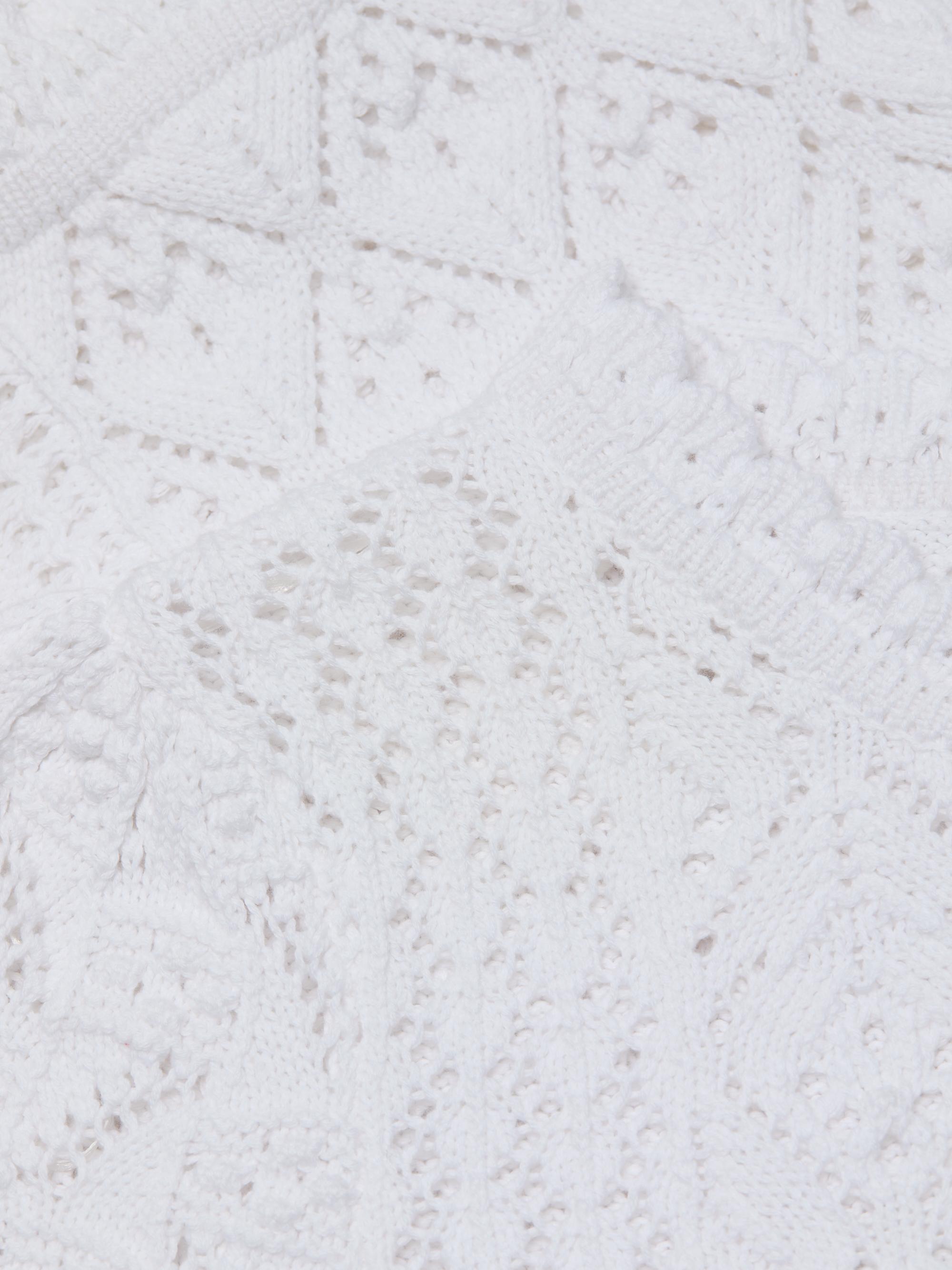 Elie Tahari Women's The Lily Pointelle Cotton Knit Short-Sleeve Sweater - Sky White | Thumbnail 7
