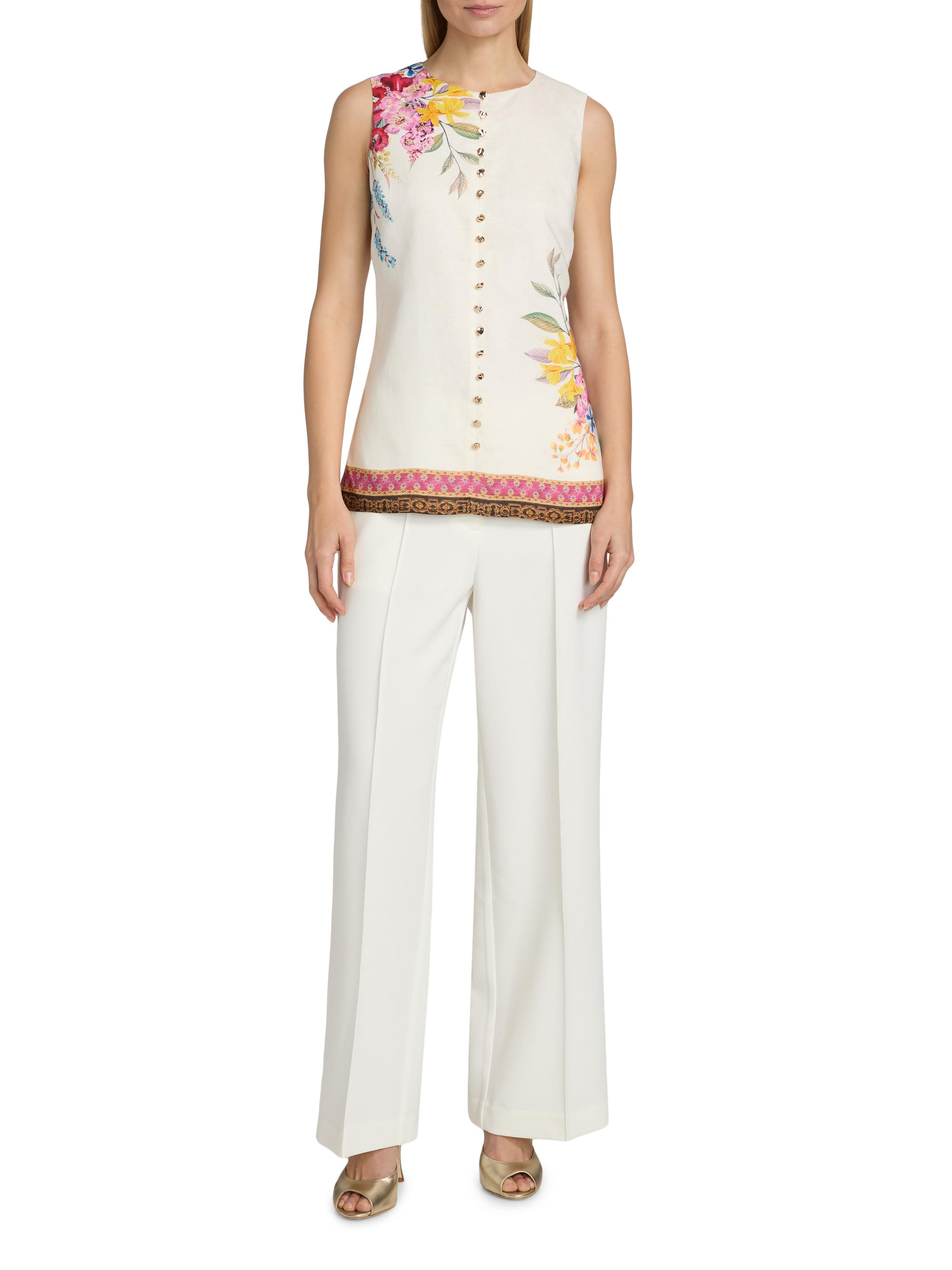 Elie Tahari Women's The Annalise Linen Blouse - Tiara Garden Print | Thumbnail 2