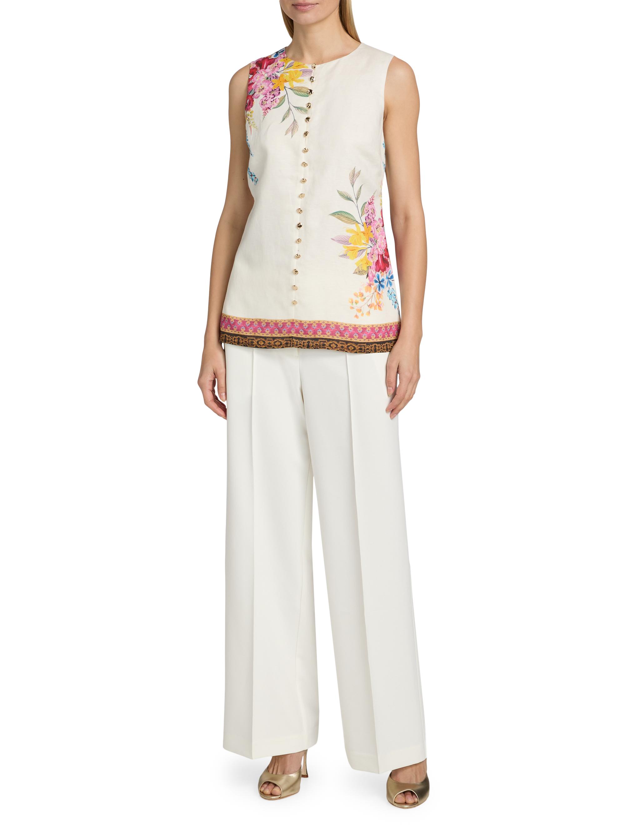 Elie Tahari Women's The Lowen Pintuck Wide-Leg Pants - Sky White | Thumbnail 2