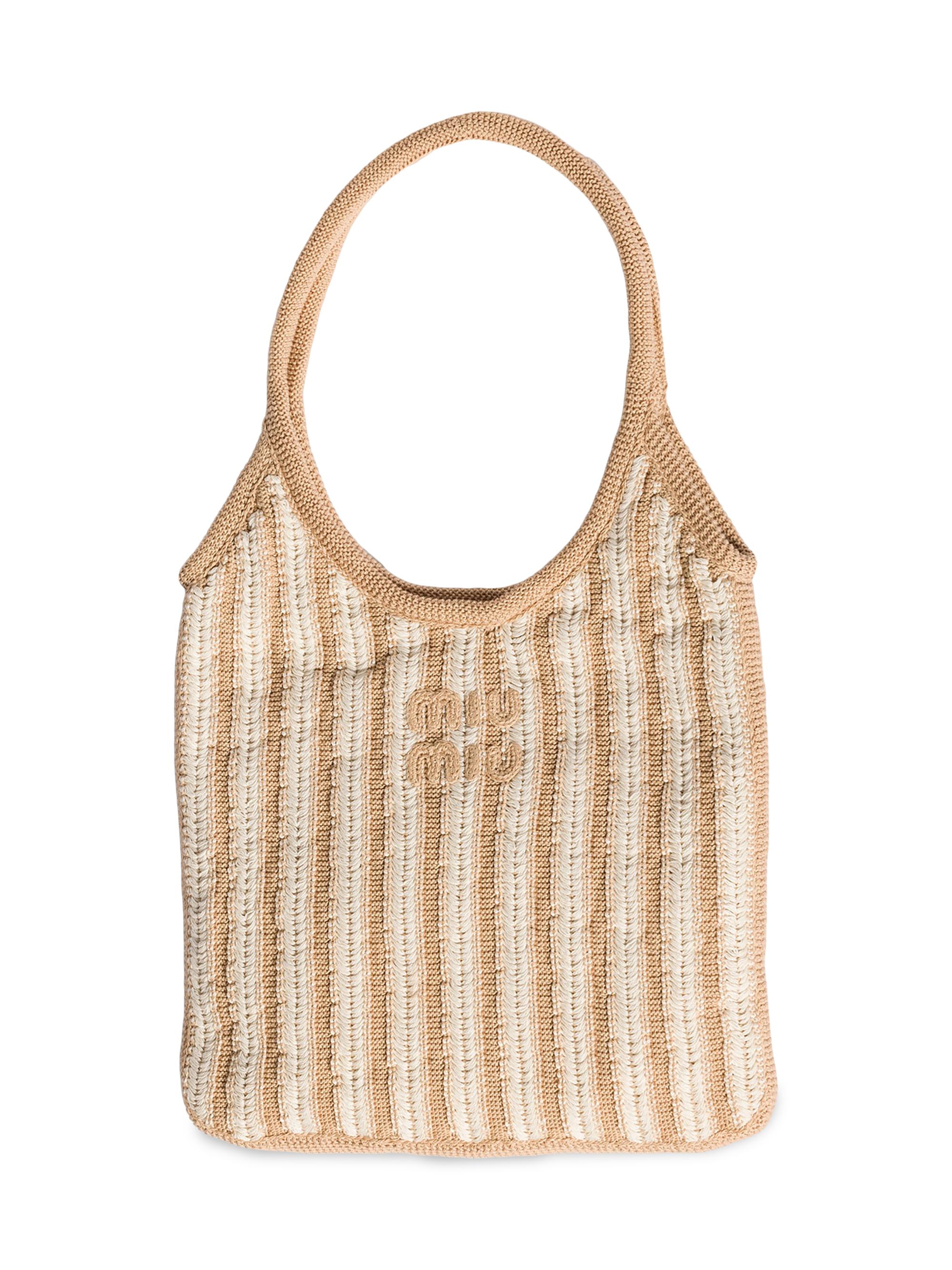 Miu Miu Women's Ivy Crochet Tote Bag - Beige Khaki