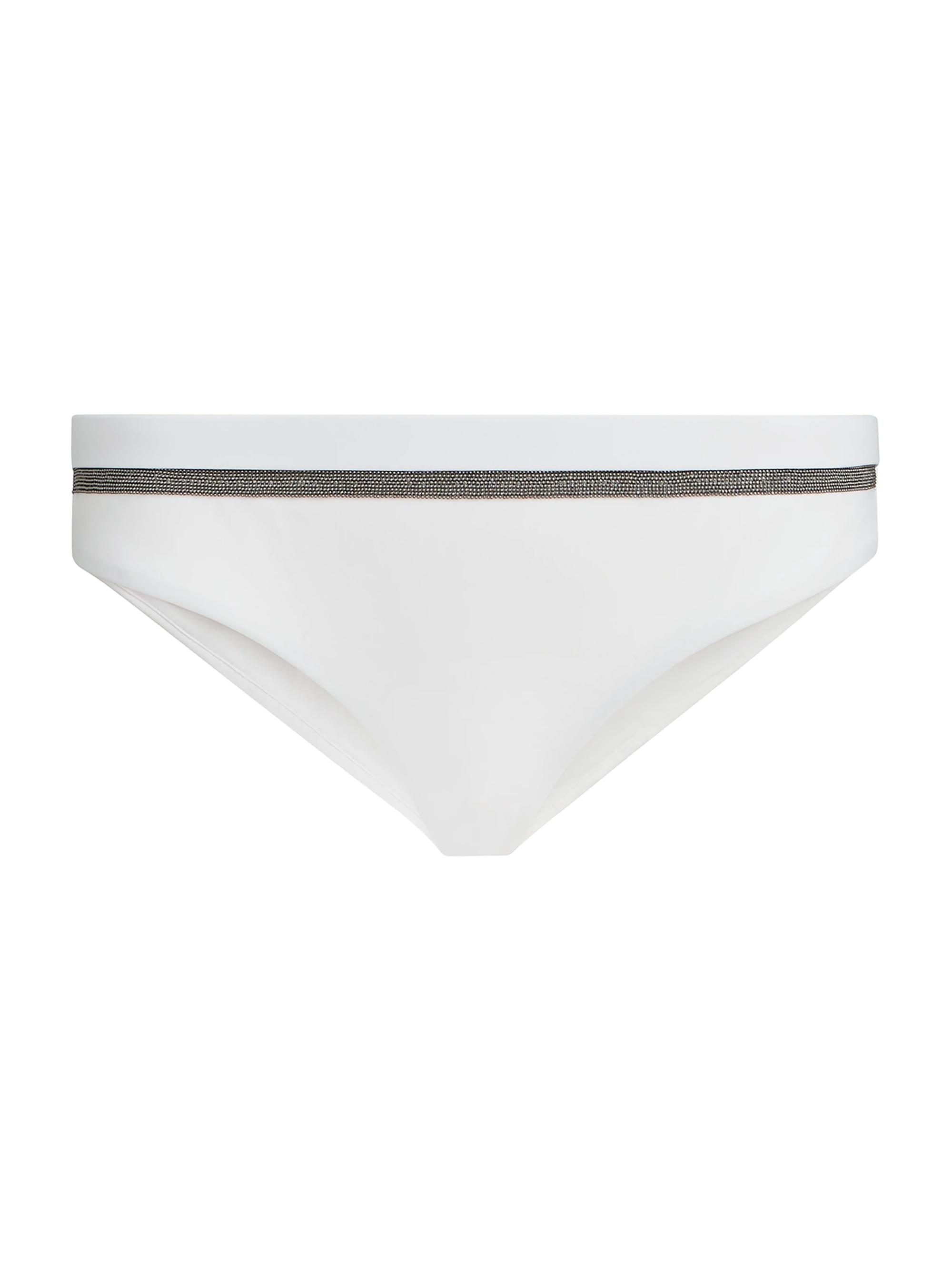 Brunello Cucinelli Women's Techno Jersey Bikini Bottoms with Monili - White | Thumbnail 6