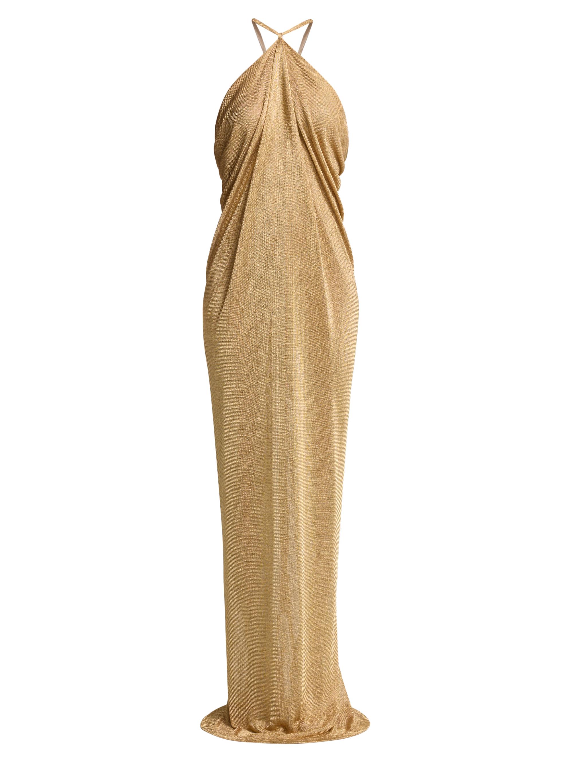 Alberta Ferretti Women's Metallic Halter Gown - Shiny Gold