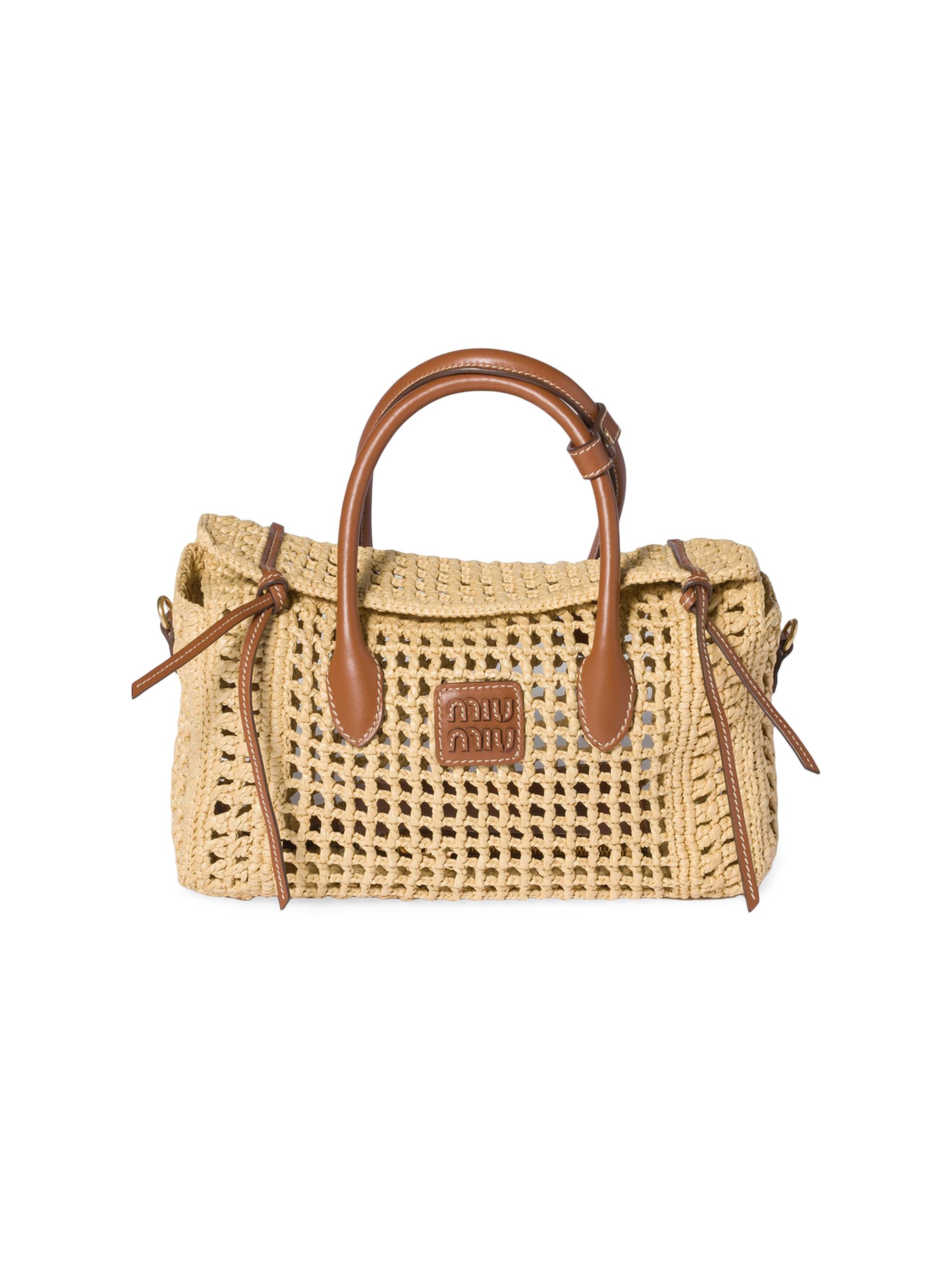 Miu Miu Women's Raffia Top Handle Bag - Beige Khaki