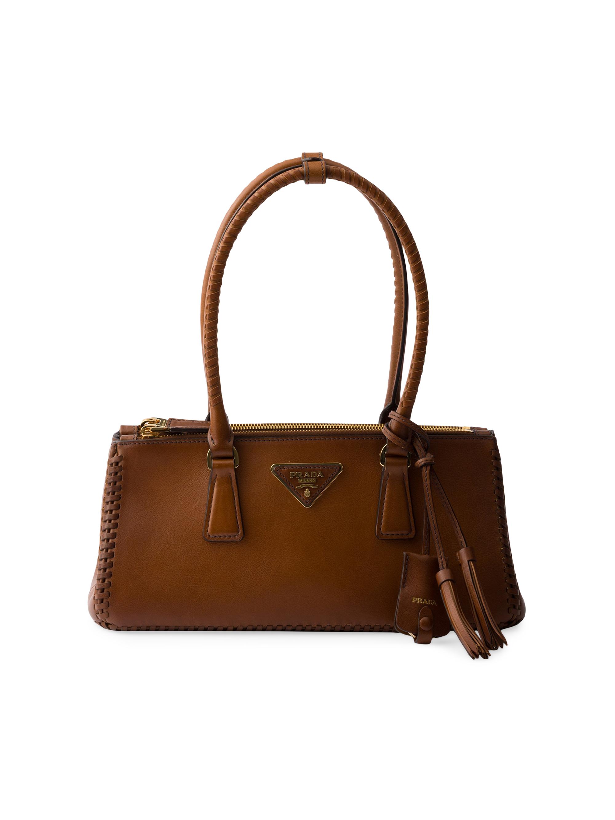 PRADA HANDOBAG 三角プレート レザー A4可ブラウン Prada Galleria Shearling Mini Top Handle Bag | Saks Fifth Avenue