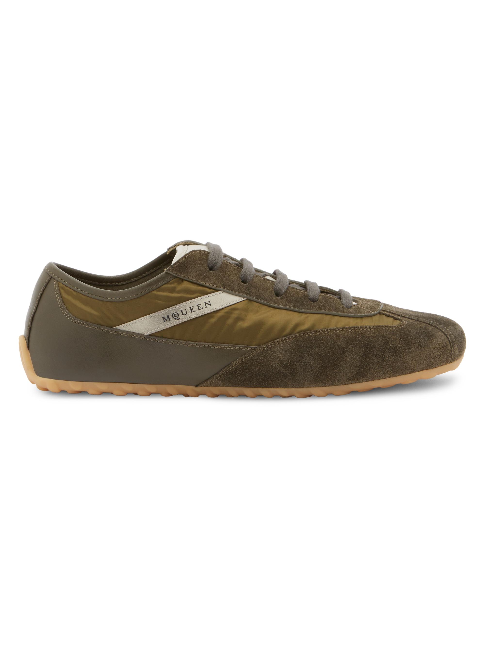 McQueen Men's Logo Suede Sneakers - Green Olive