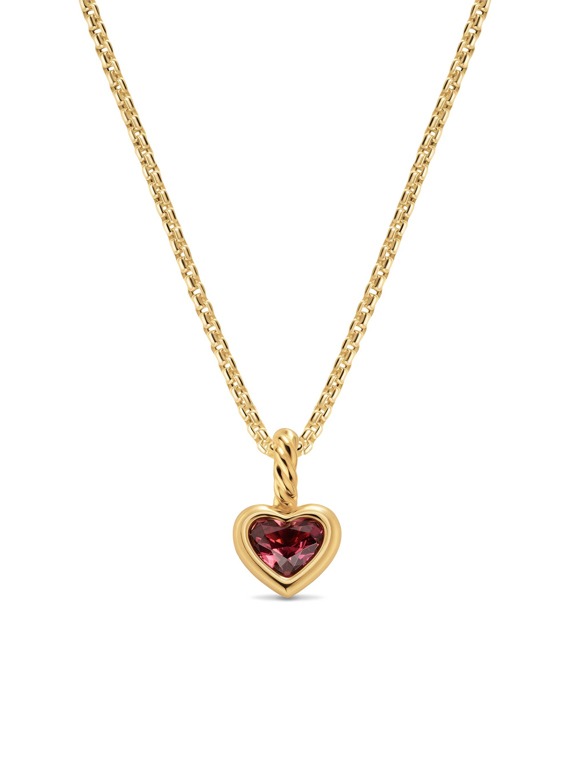 David Yurman Women's Mini Heart Amulet in 18K Yellow Gold with Rhodolite Garnet, 7.2MM - Rhodolite Garnet