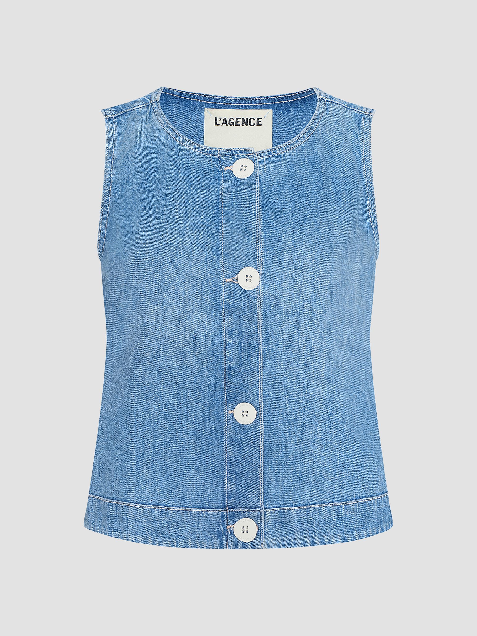 L'AGENCE Women's Foster Denim Sleeveless Top - Seattle | Thumbnail 6