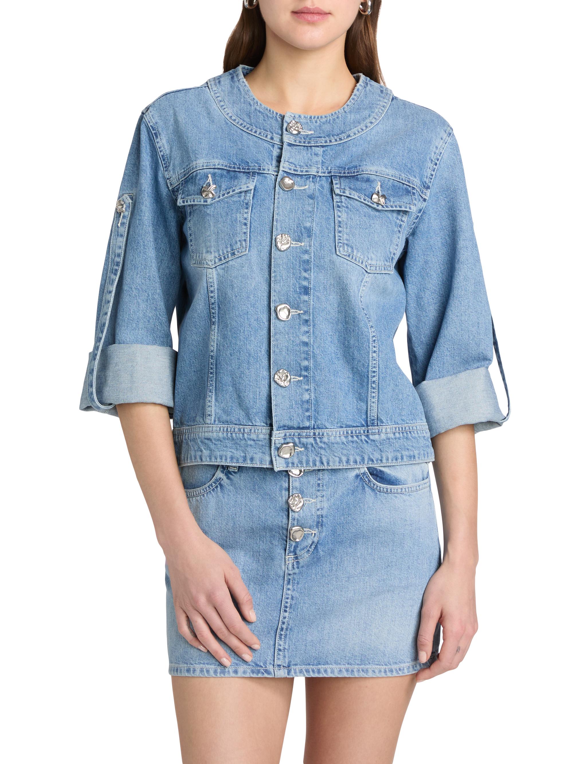 L'AGENCE Women's Anouk Denim Button-Front Jacket - Grant | Thumbnail 3