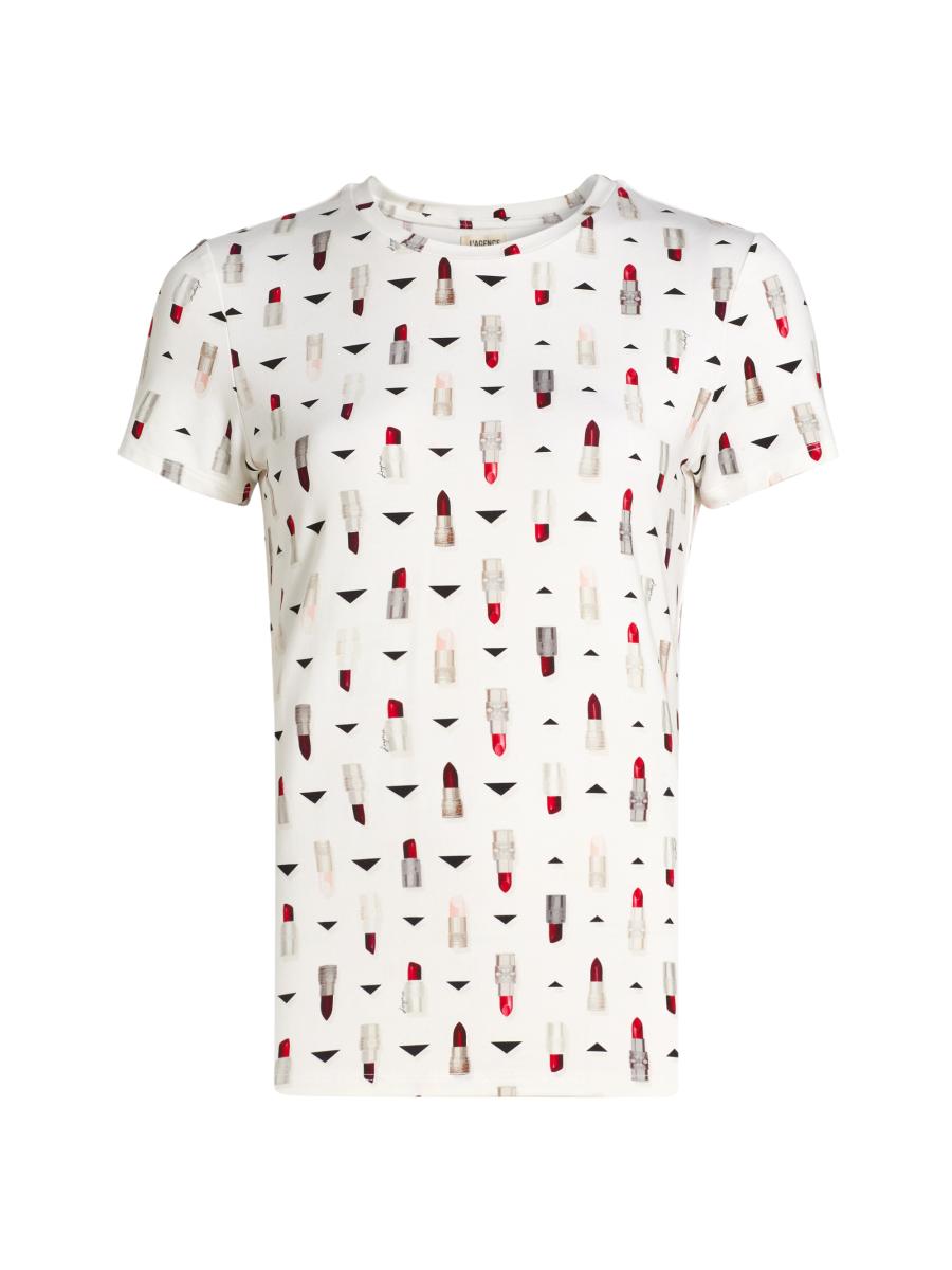 L'agence Women's Ressi Lipstick-print T-shirt In White