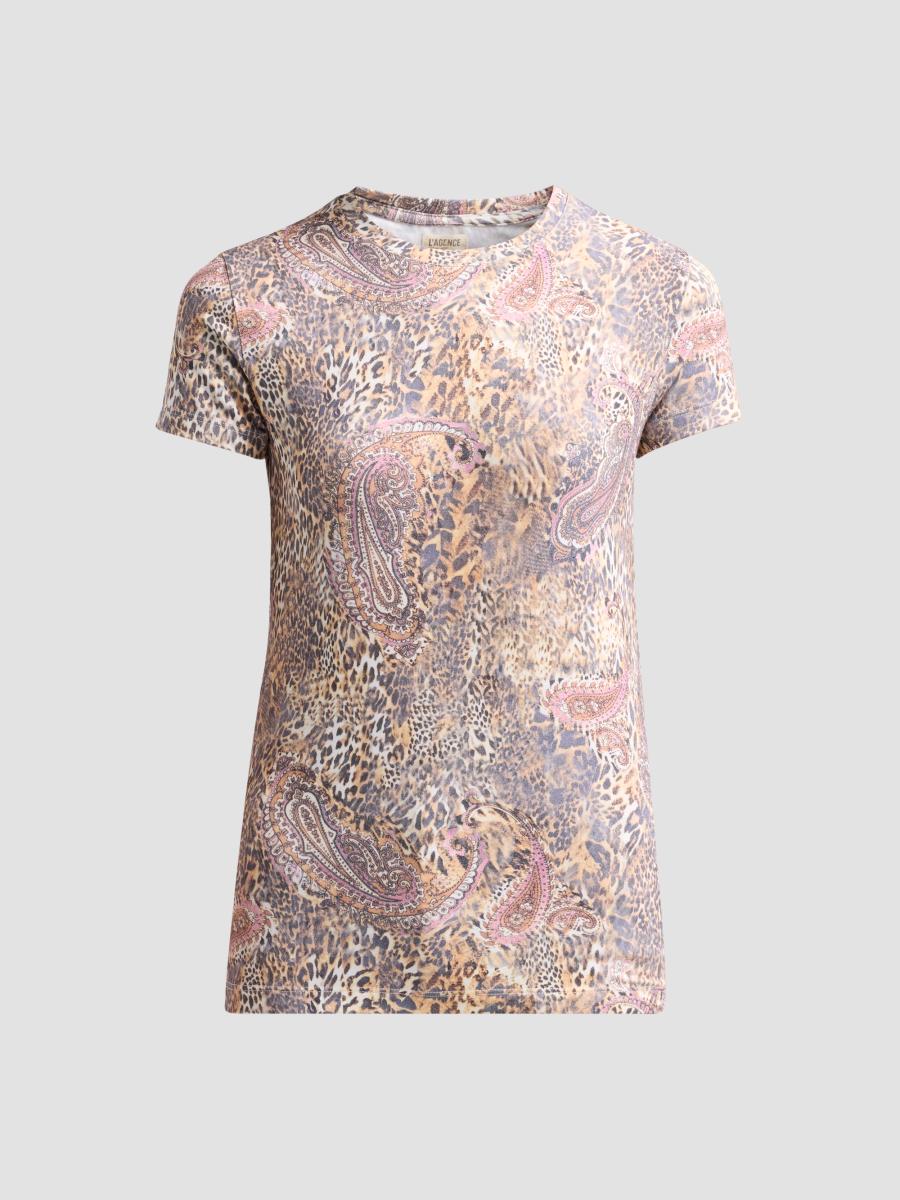 L'agence Women's Ressi Paisley Leopard Print T-shirt In Multi