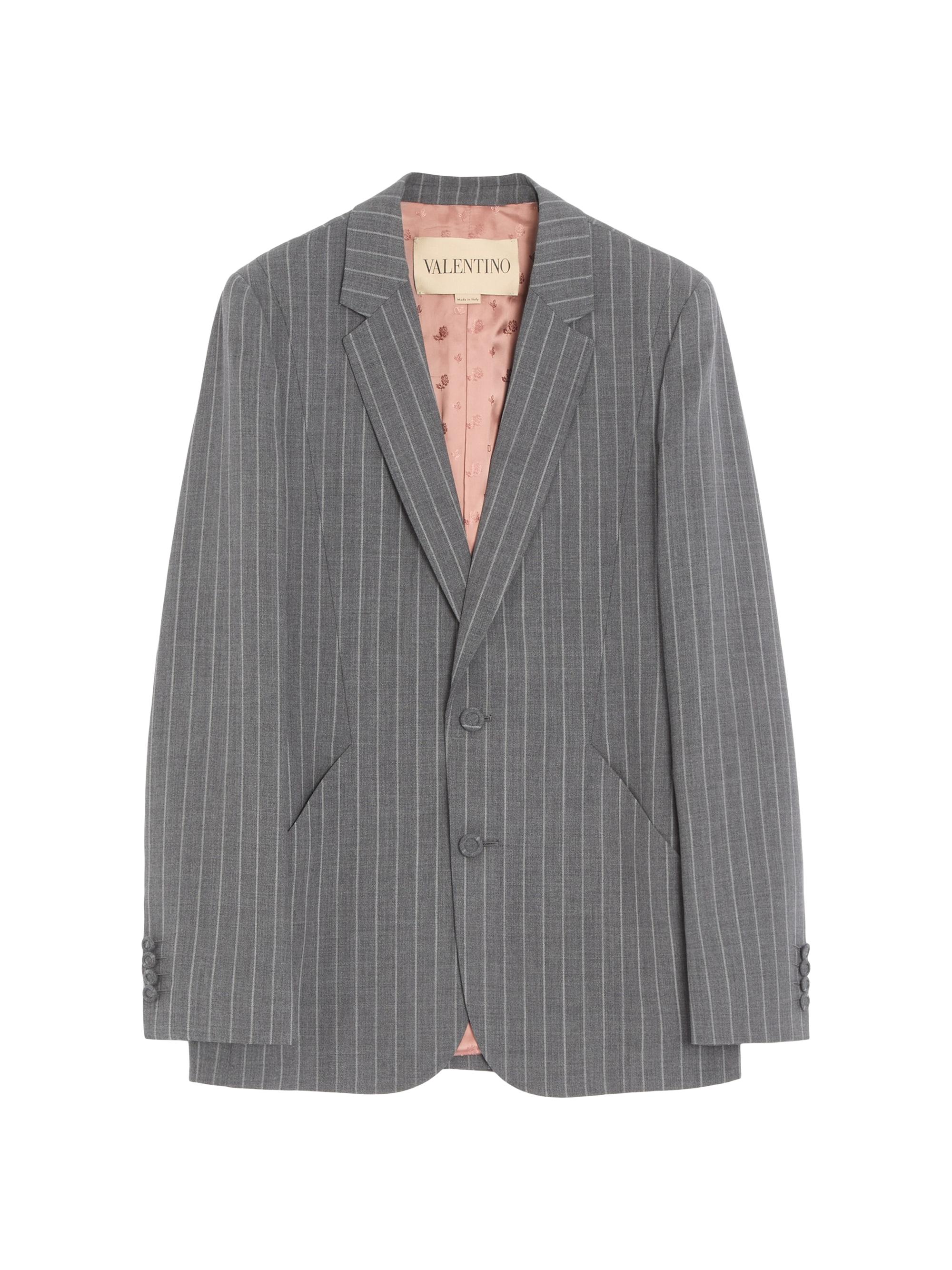 Valentino Garavani Men's Single-Breasted Jacket in Pinstripe Wool - Grey