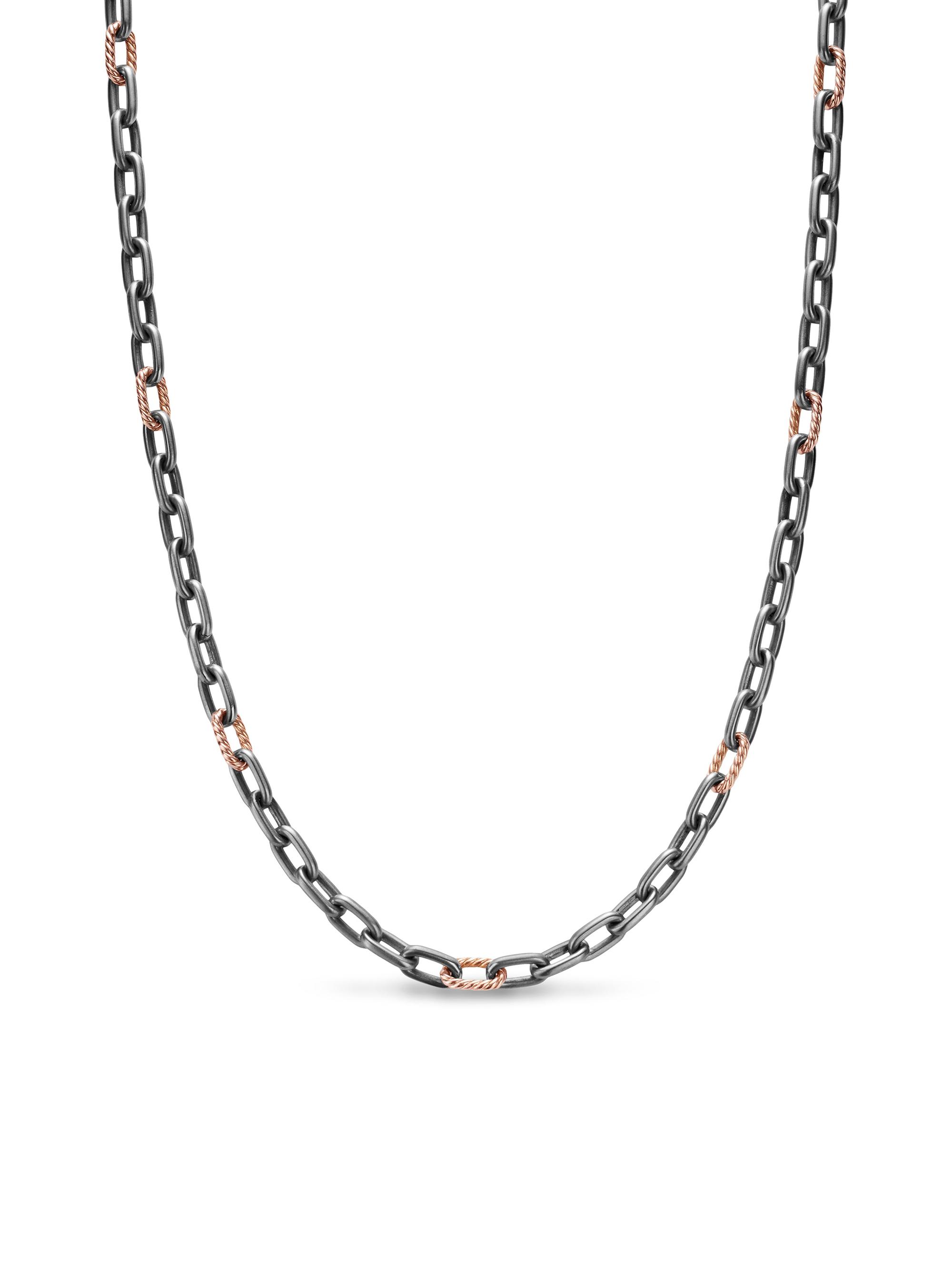 David Yurman Men's DY Madison Chain Necklace in Grey Titanium - Rose Gold