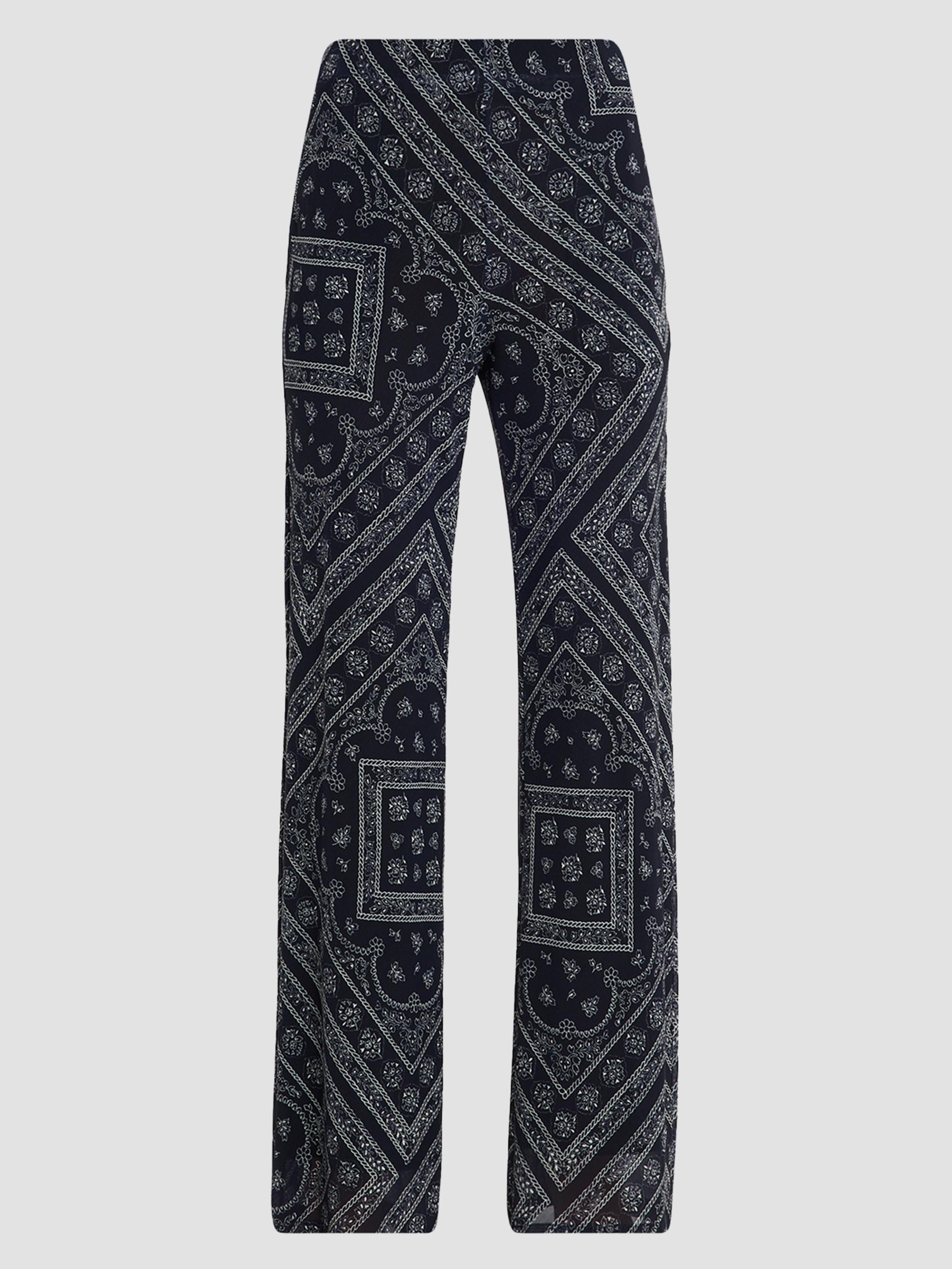 Veronica Beard Women's Hadria Paisley Print High-Rise Pants - Navy Dove