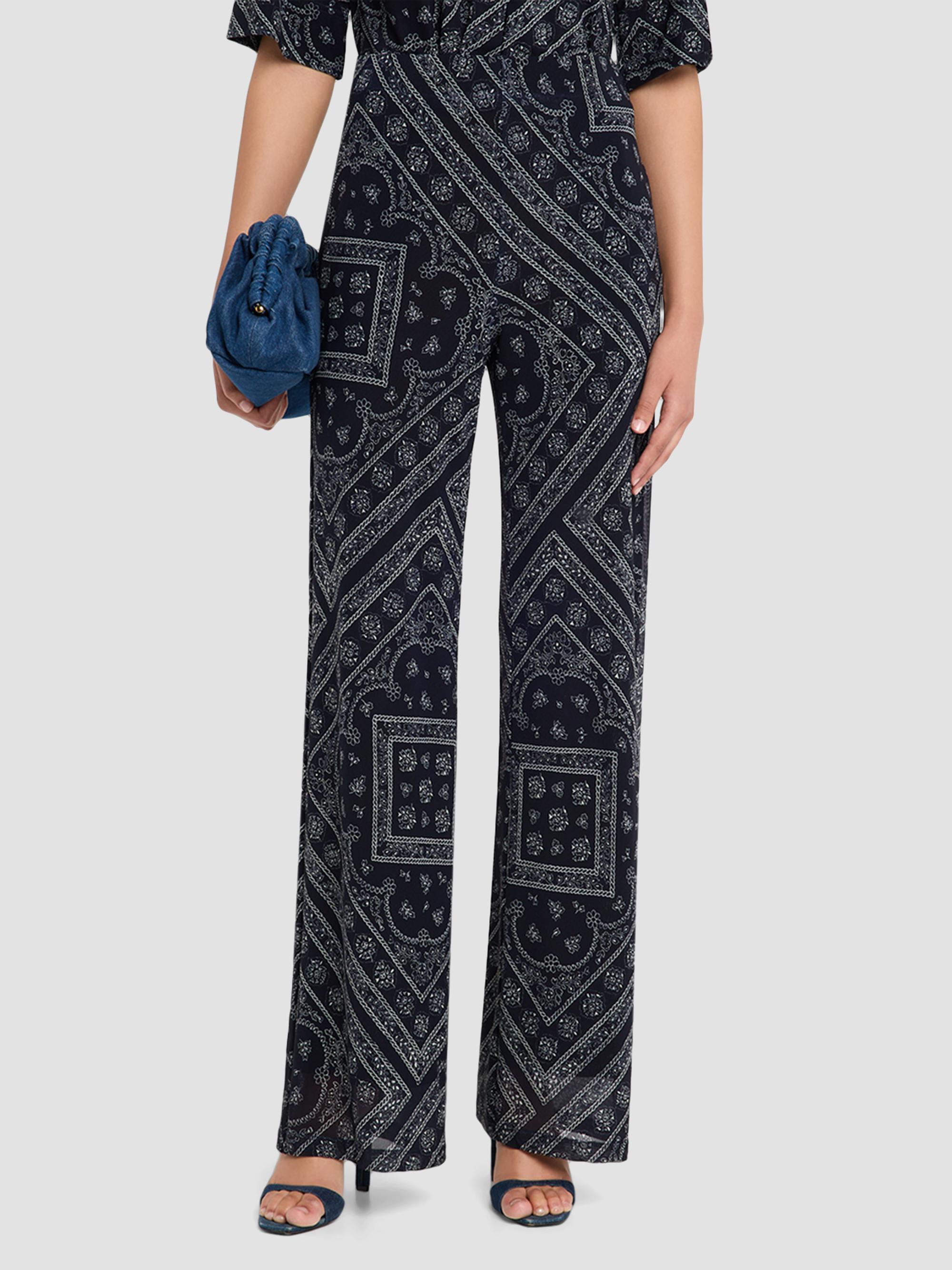 Veronica Beard Women's Hadria Paisley Print High-Rise Pants - Navy Dove | Thumbnail 4