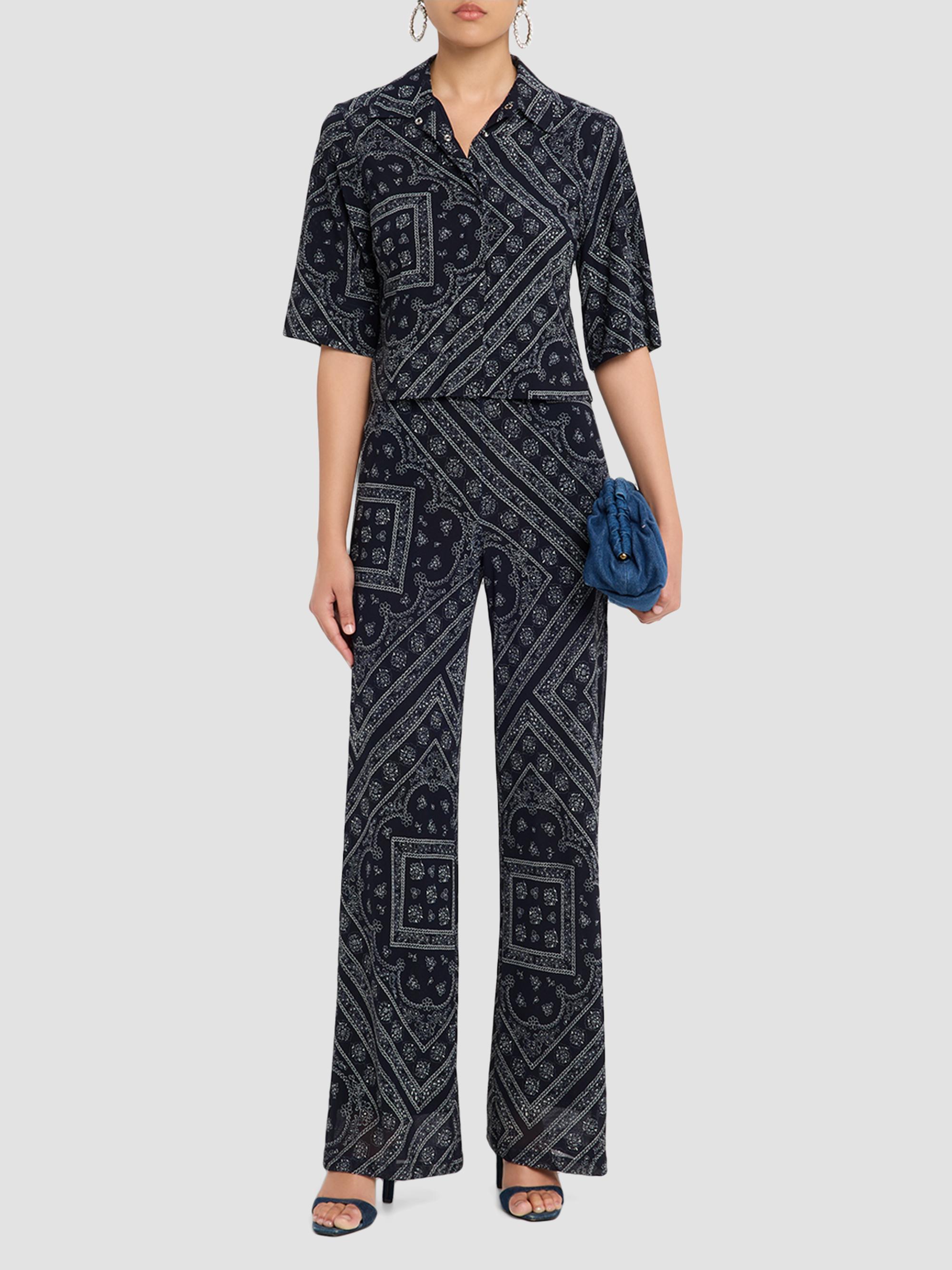 Veronica Beard Women's Hadria Paisley Print High-Rise Pants - Navy Dove | Thumbnail 2